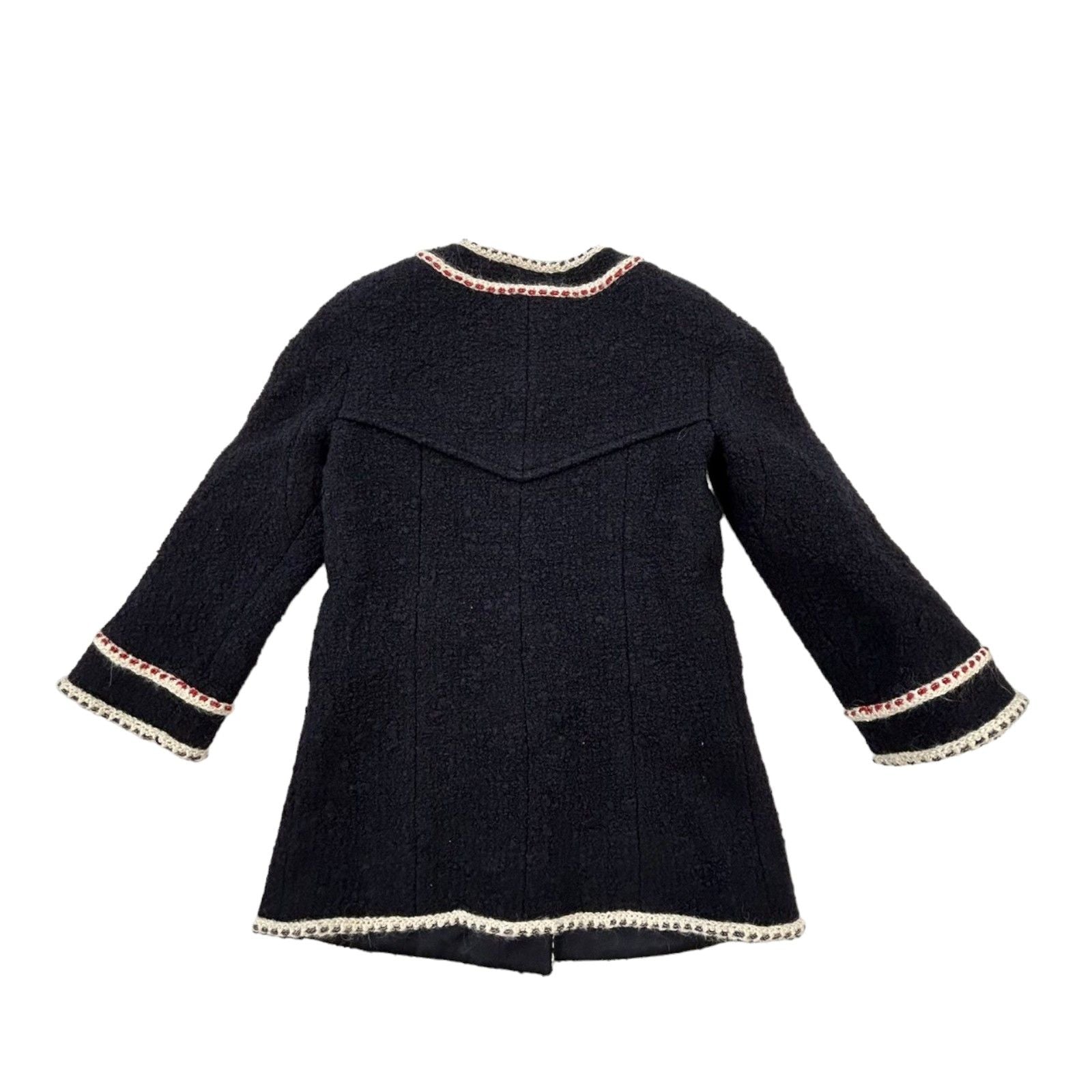 Chanel Navy Tweed No Collar Jacket 34 P 59643v 37141
