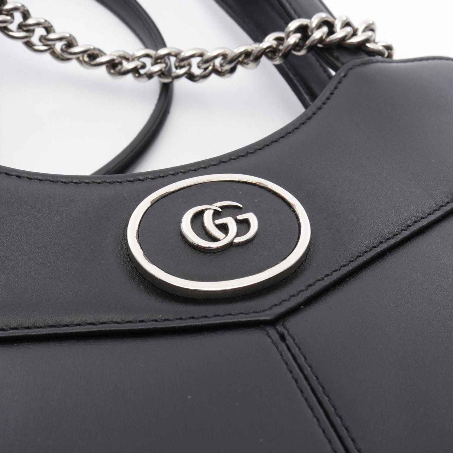 Gucci Petite Gg Handbag Black Leather 745918
