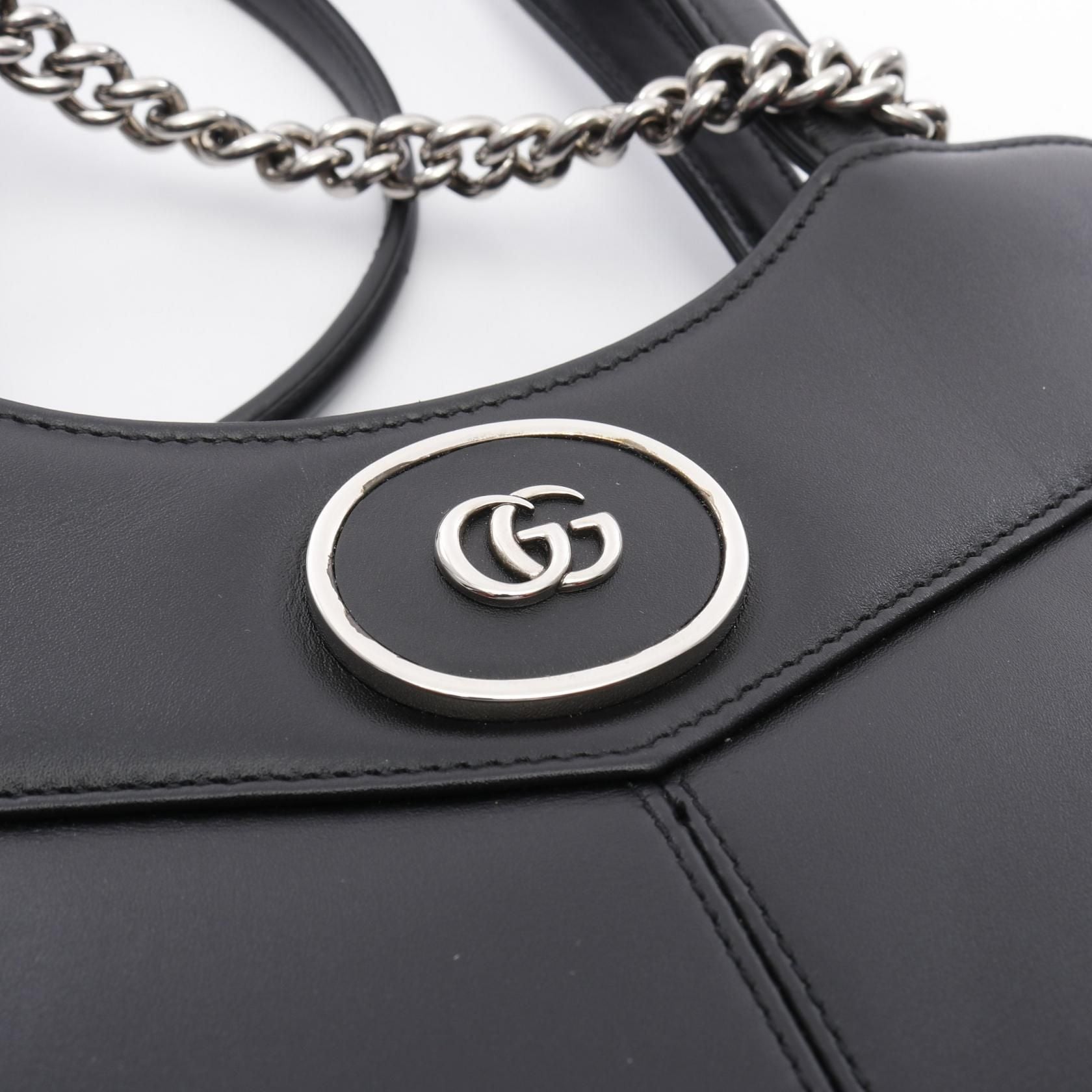 Gucci Petite Gg Handbag Black Leather 745918