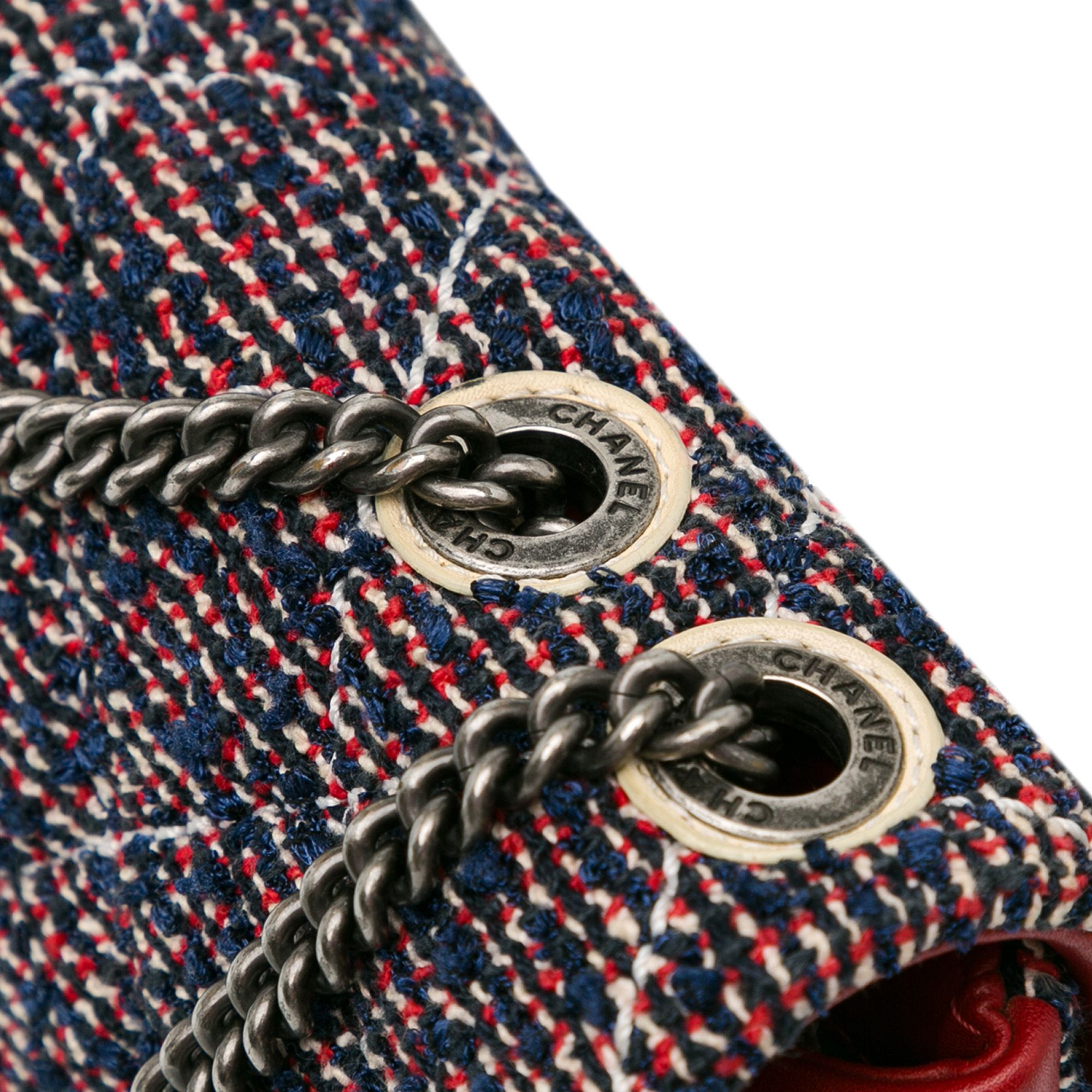 Chanel CC Quilted Tweed Single Flap Blue