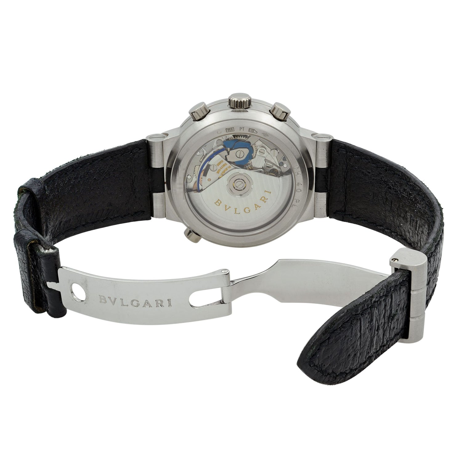 Bvlgari Diagono Rattrapante Platinum Split Seconds White Dial Mens Watch CH40 PL