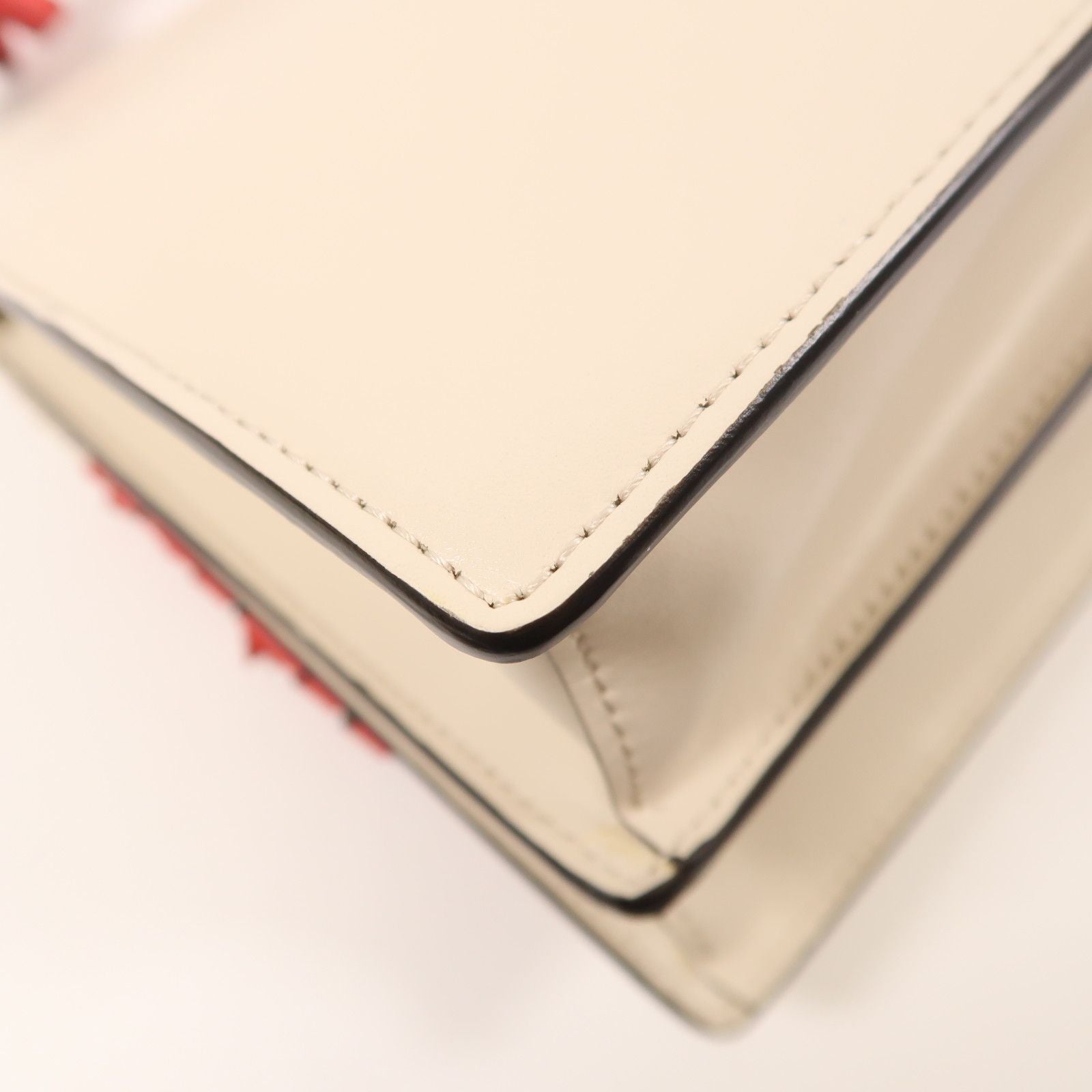 Fendi Cowhide Leather Vitello Bow Kan I Silver Hand-handed Shoulder And Back Bag 2way Shoulder Bag Beige White Calfskin