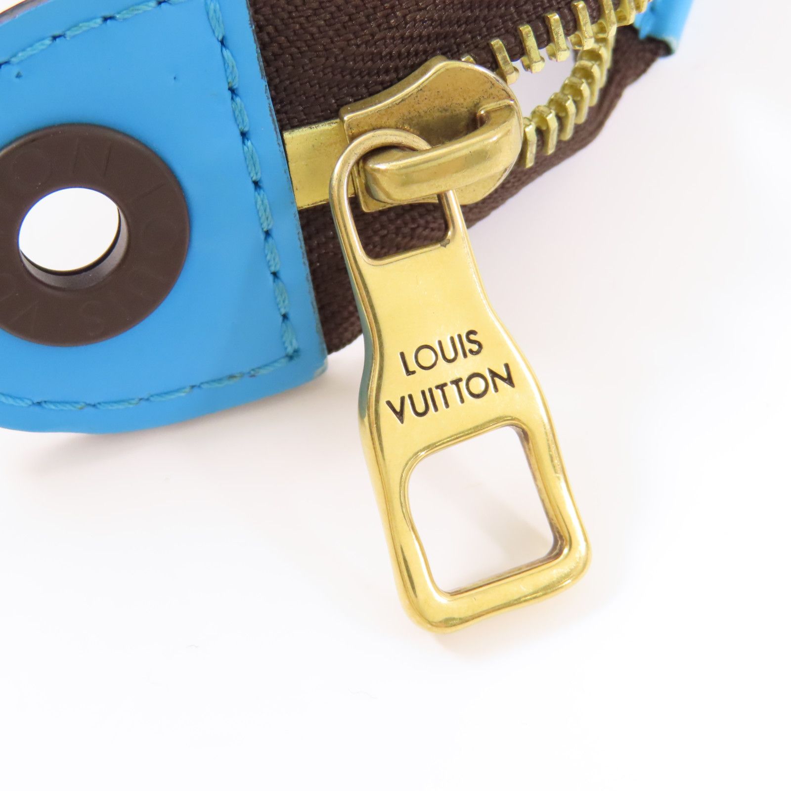 Louis Vuitton Monogram Pochette Voyage Mm Gold Hand Bag Brown/blue Business Bag Clutch Bag M 81204