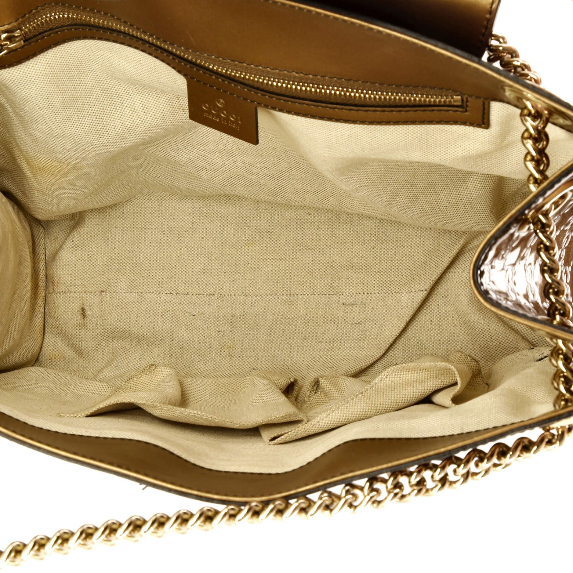 Gucci Emily Chain Flap Shoulder Bag Guccissima Patent Large