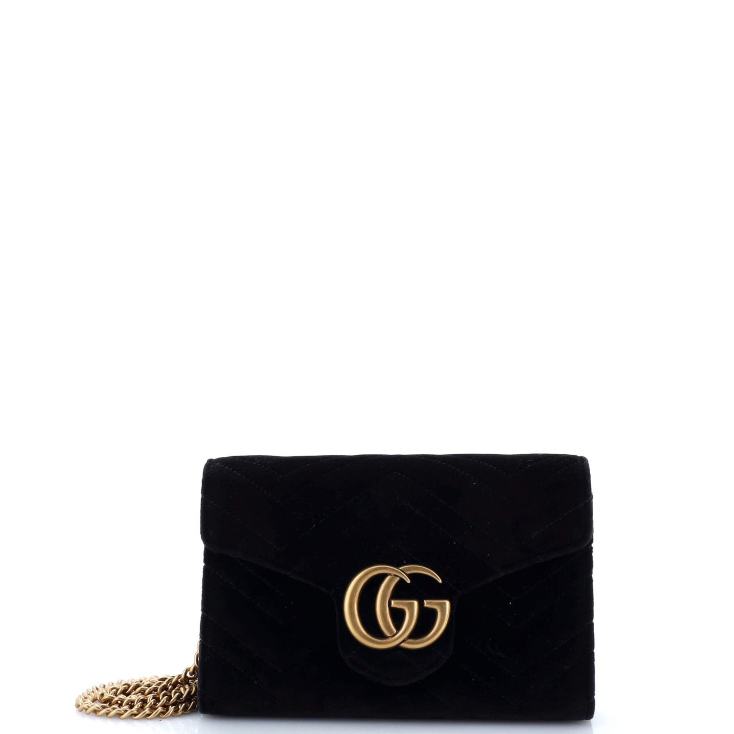 Gucci GG Marmont Chain Wallet Matelasse Velvet Mini
