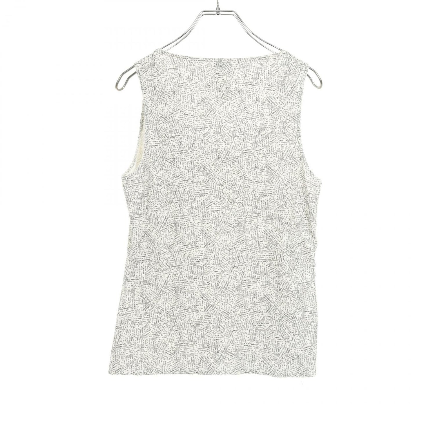 Chanel White Black All-over Logo Print Side Zip Tank Top Other Nylon P 12898v 07257