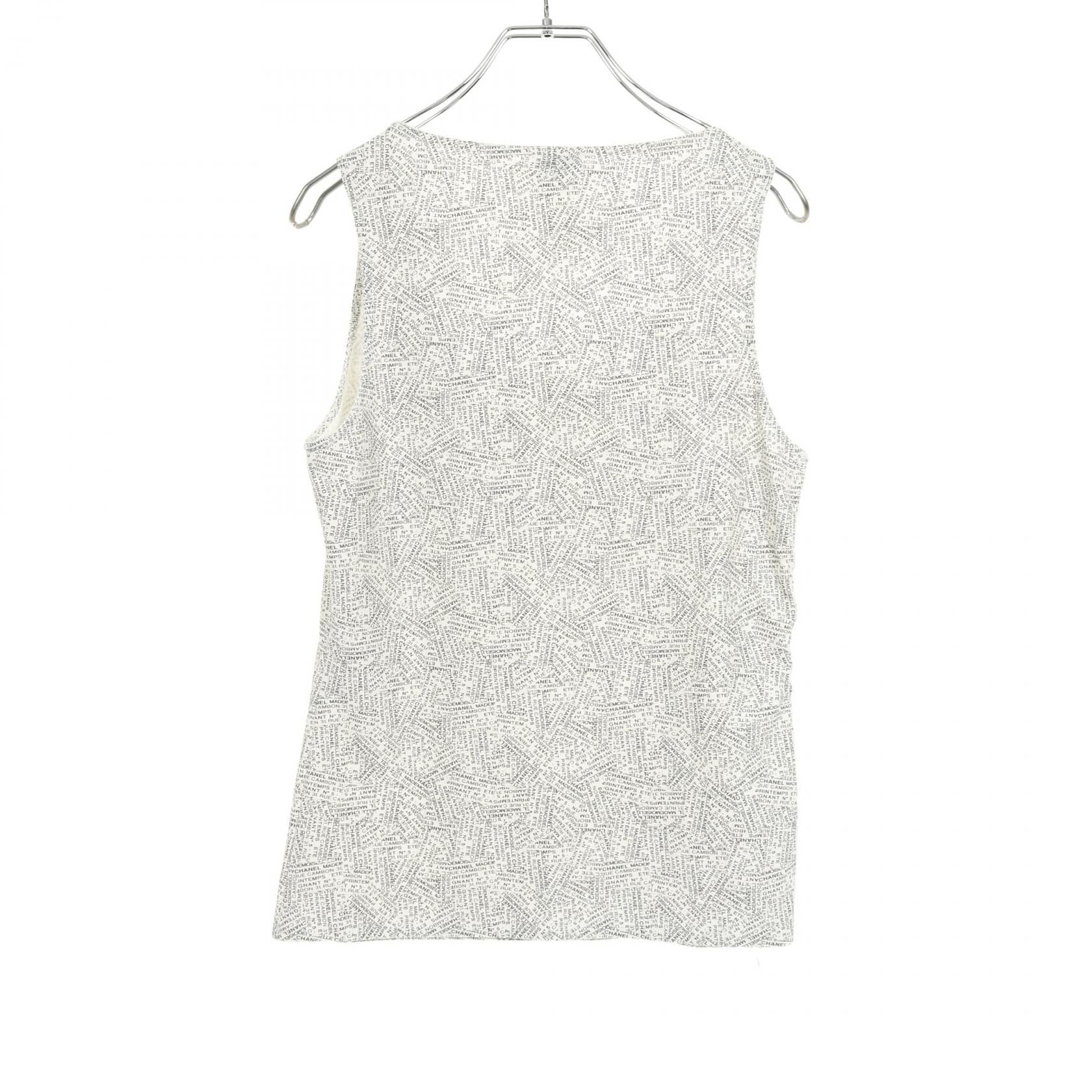 Chanel White Black All-over Logo Print Side Zip Tank Top Other Nylon P 12898v 07257