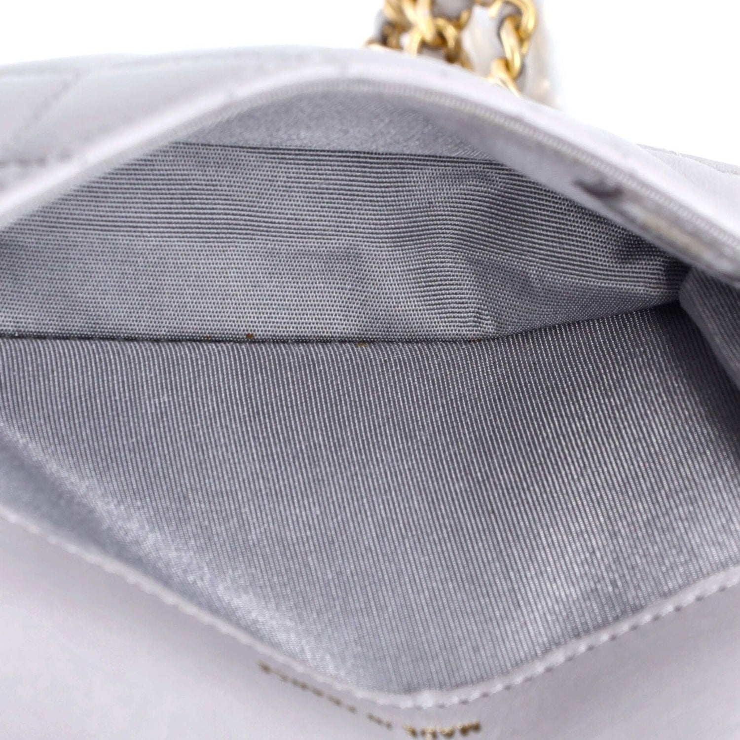 Chanel Top Handle Flap Coin Purse With Chain Quilted Lambskin