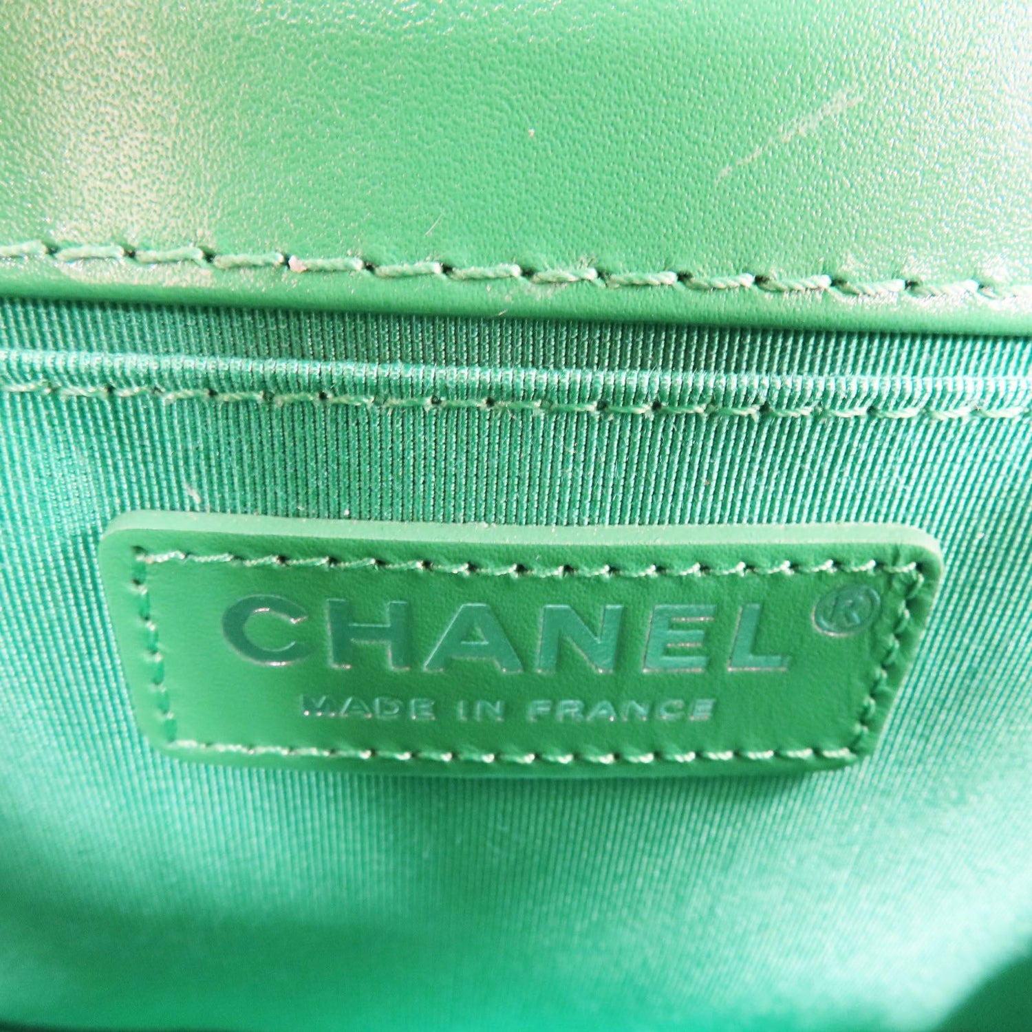 Chanel Matelasse Boy 25 Shoulder Bag Calfskin Green Sliver Tone Metal