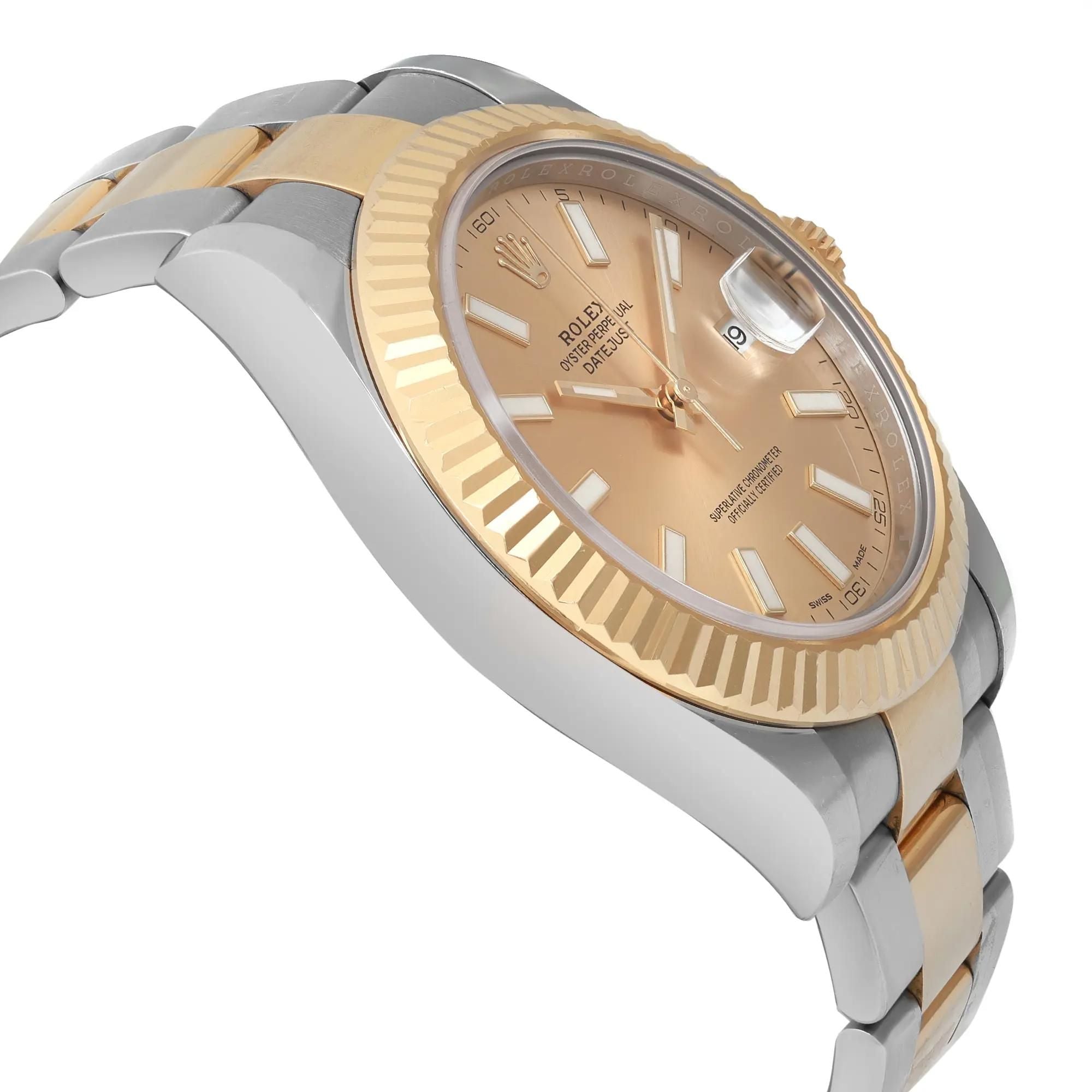 Rolex Datejust II 18K Yellow Gold Steel Champagne Dial Mens Watch 116333