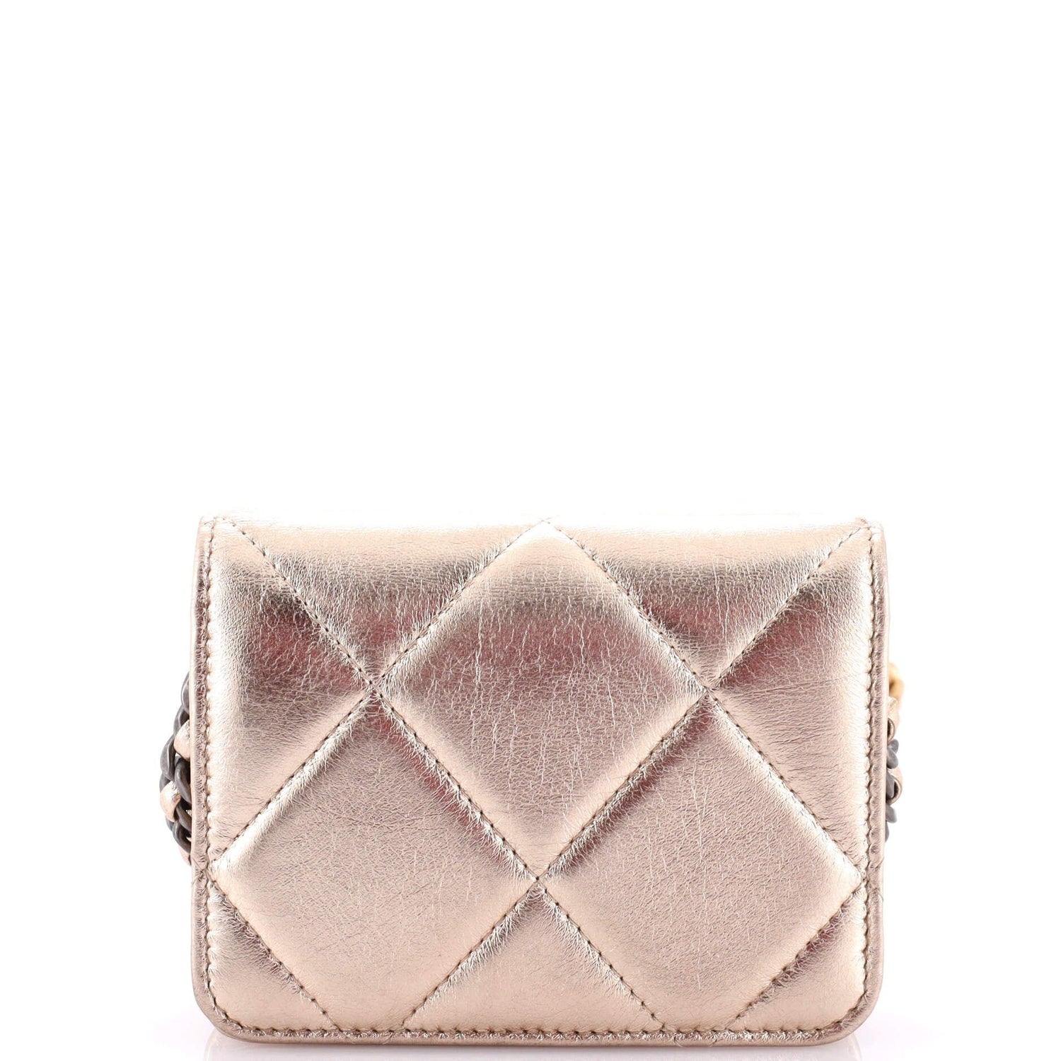 Chanel Gold Flap Coin With Chain Quilted Leather Purse