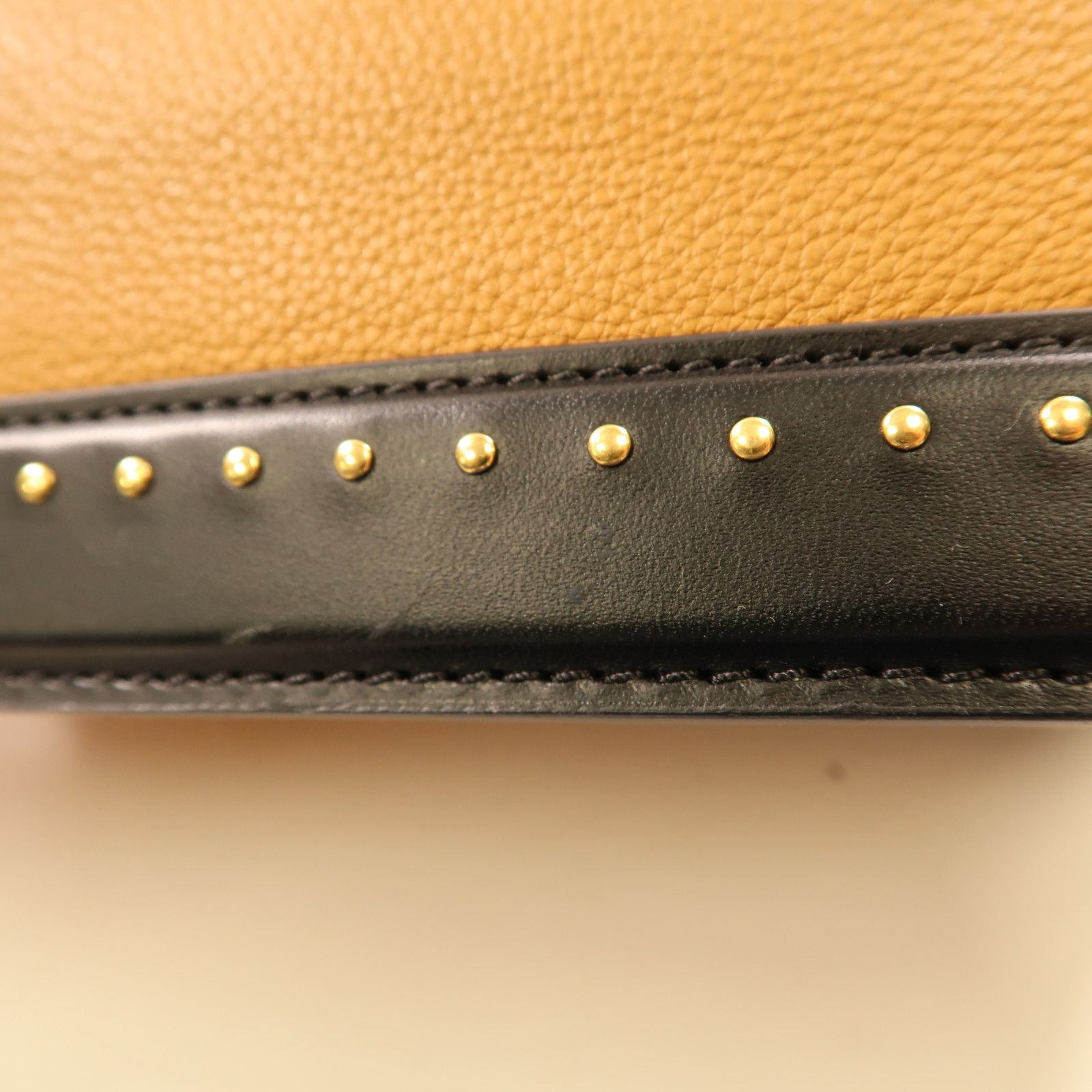 Louis Vuitton Cowhide Leather Studs Bicolor Hand-turn Shoulder Bag Beige Black Beige/black 2way Shoulder Bag M 51654
