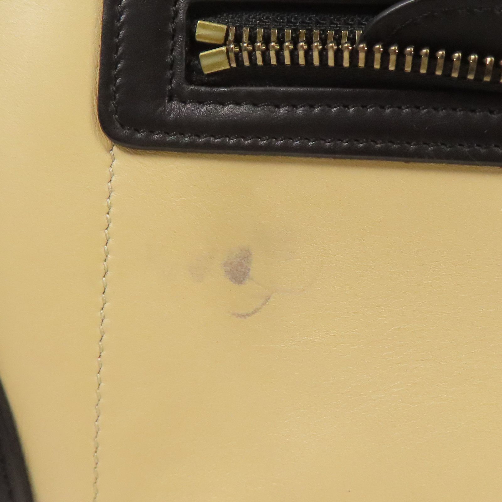 Celine Cowhide Leather Micro Luggage Kinsaku Handmade Bag Black Beige Black/brown/beige Calfskin (cowhide)
