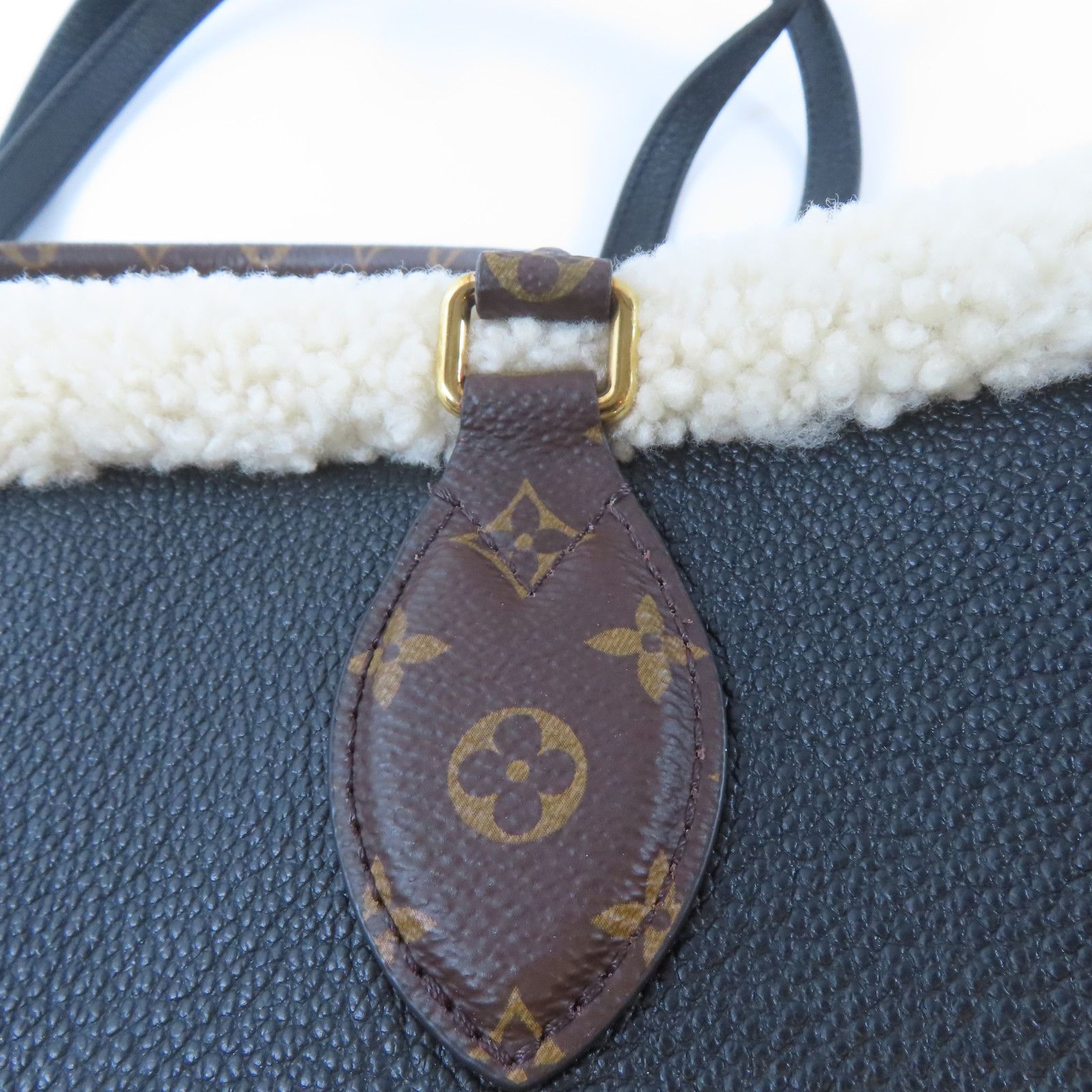 Louis Vuitton Cowhide Leather/wool On The Go Gm Tote Bag Hand-handed Shoulder Bag Black/white Black White Black 2way Sho