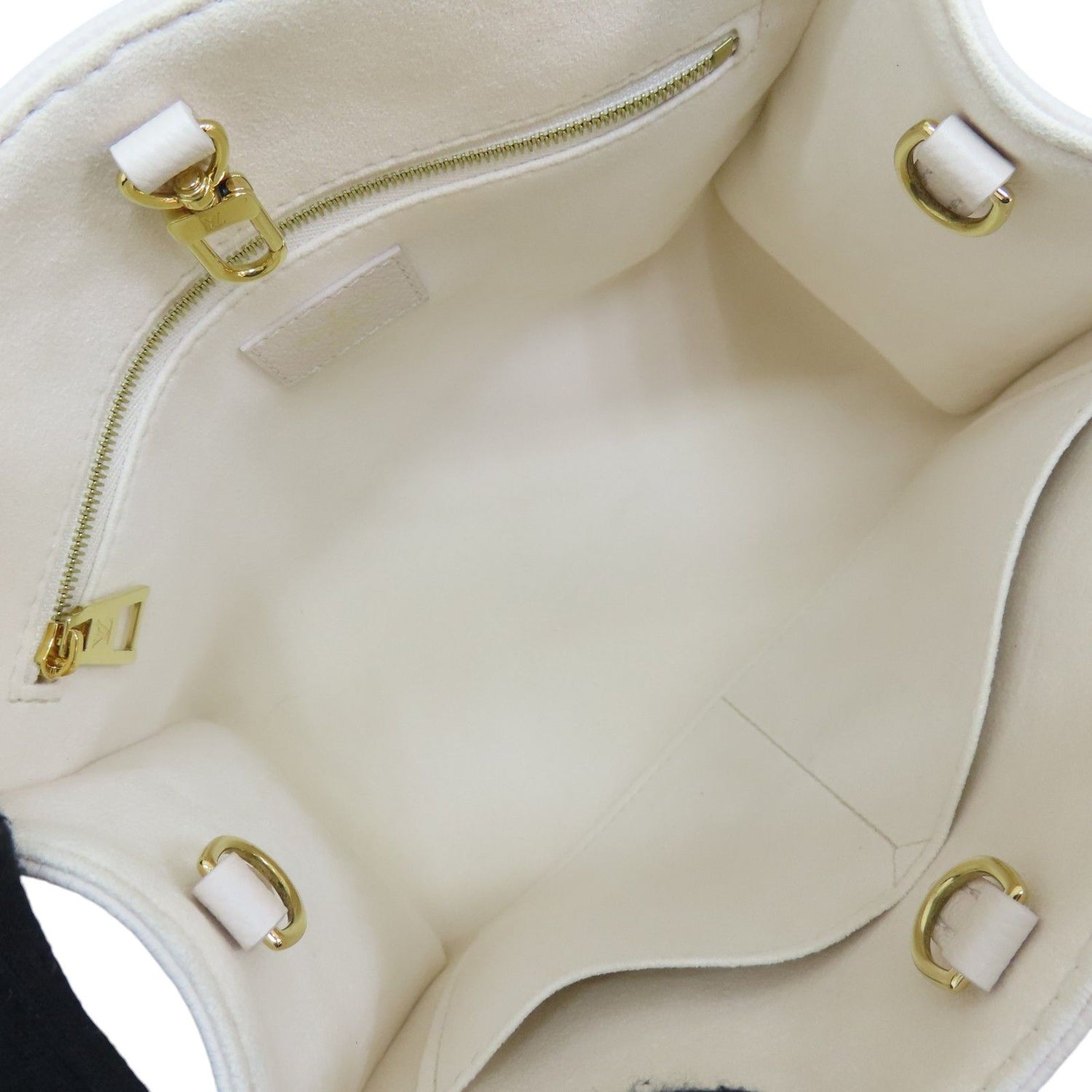 Louis Vuitton On The Go Pm Shoulder Handbag Calfskin Off White M 46513