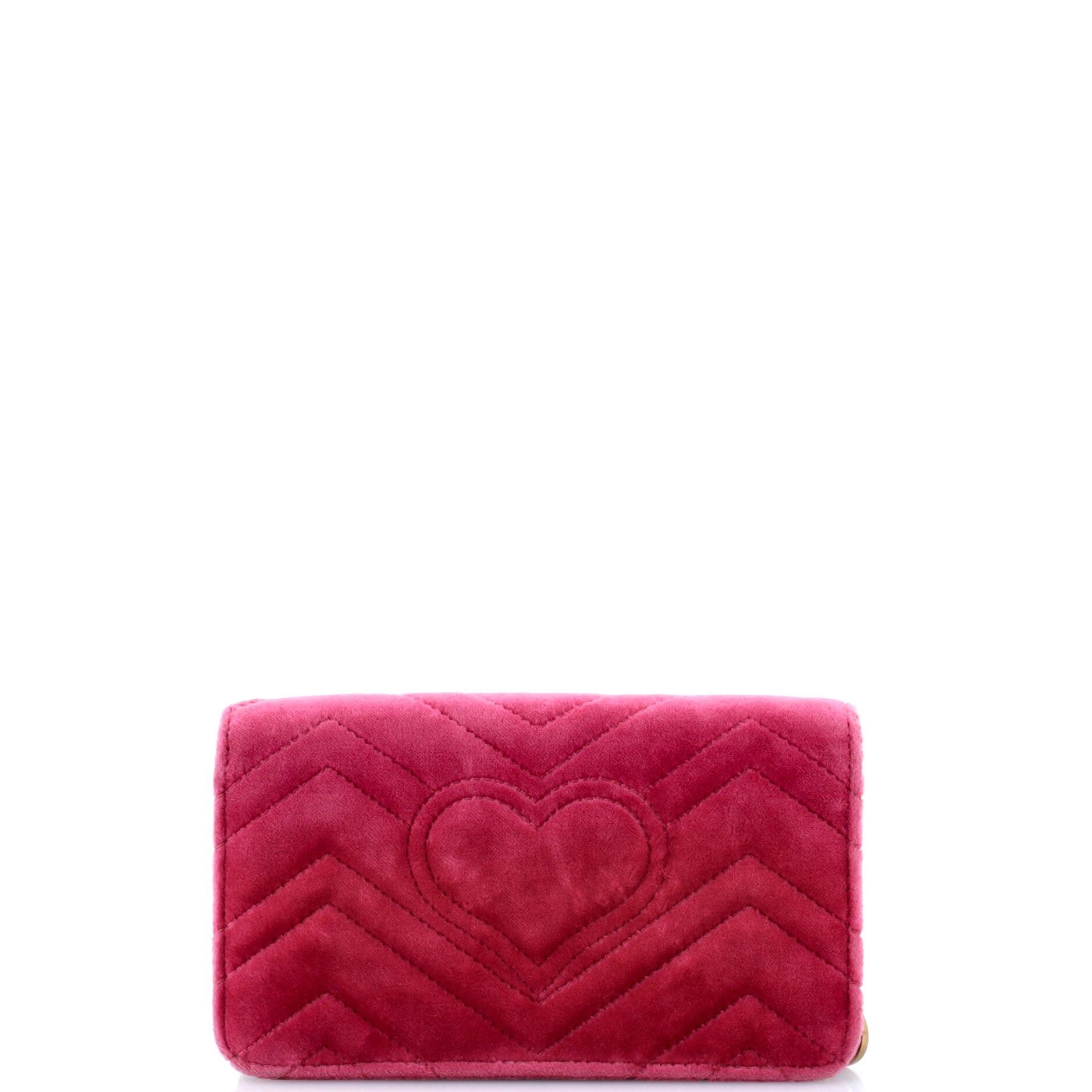 Gucci GG Marmont Chain Flap Bag Embroidered Matelasse Velvet Mini