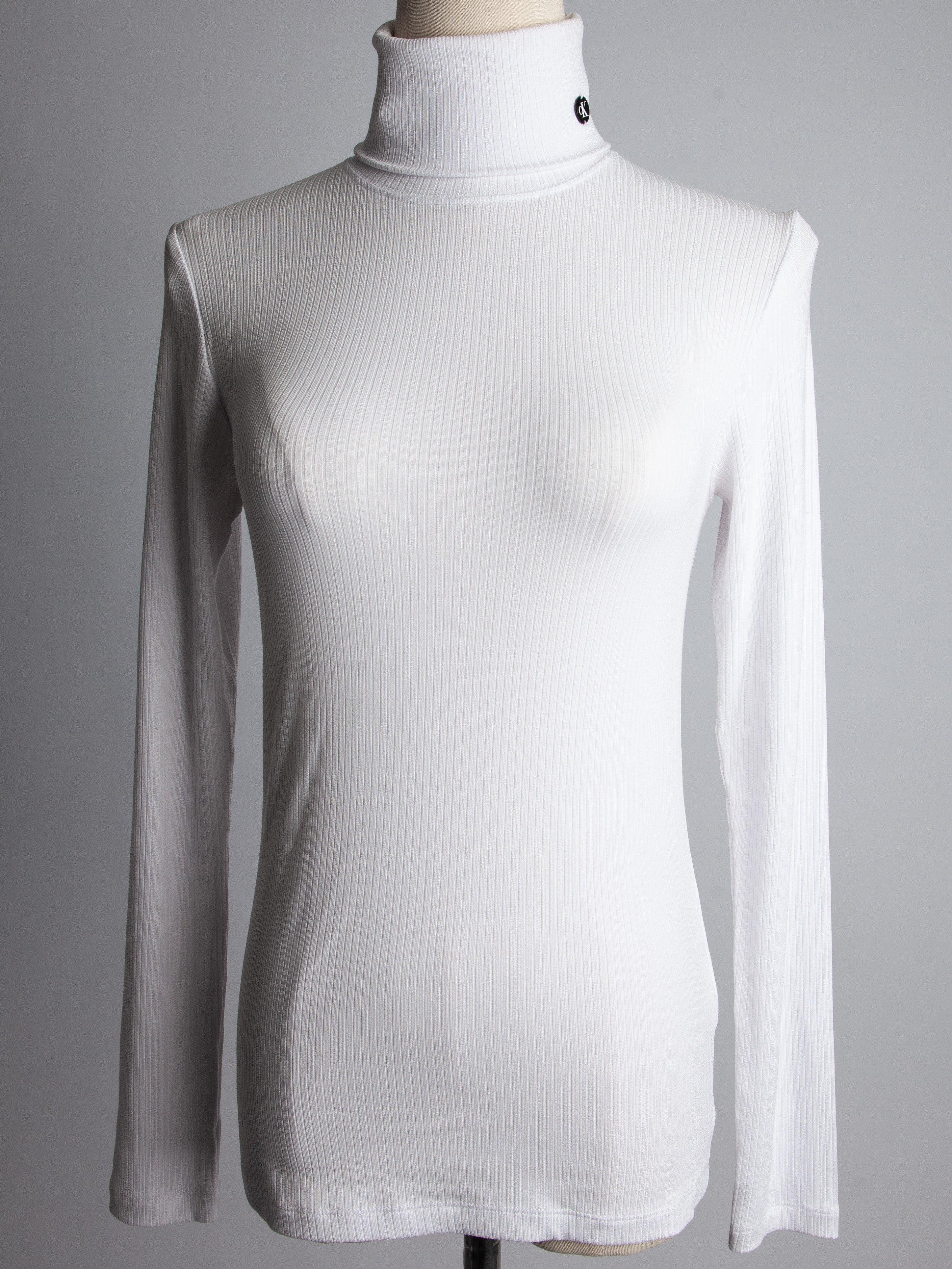 Good Calvin Klein White Ribbed Turtleneck Top Size S Women