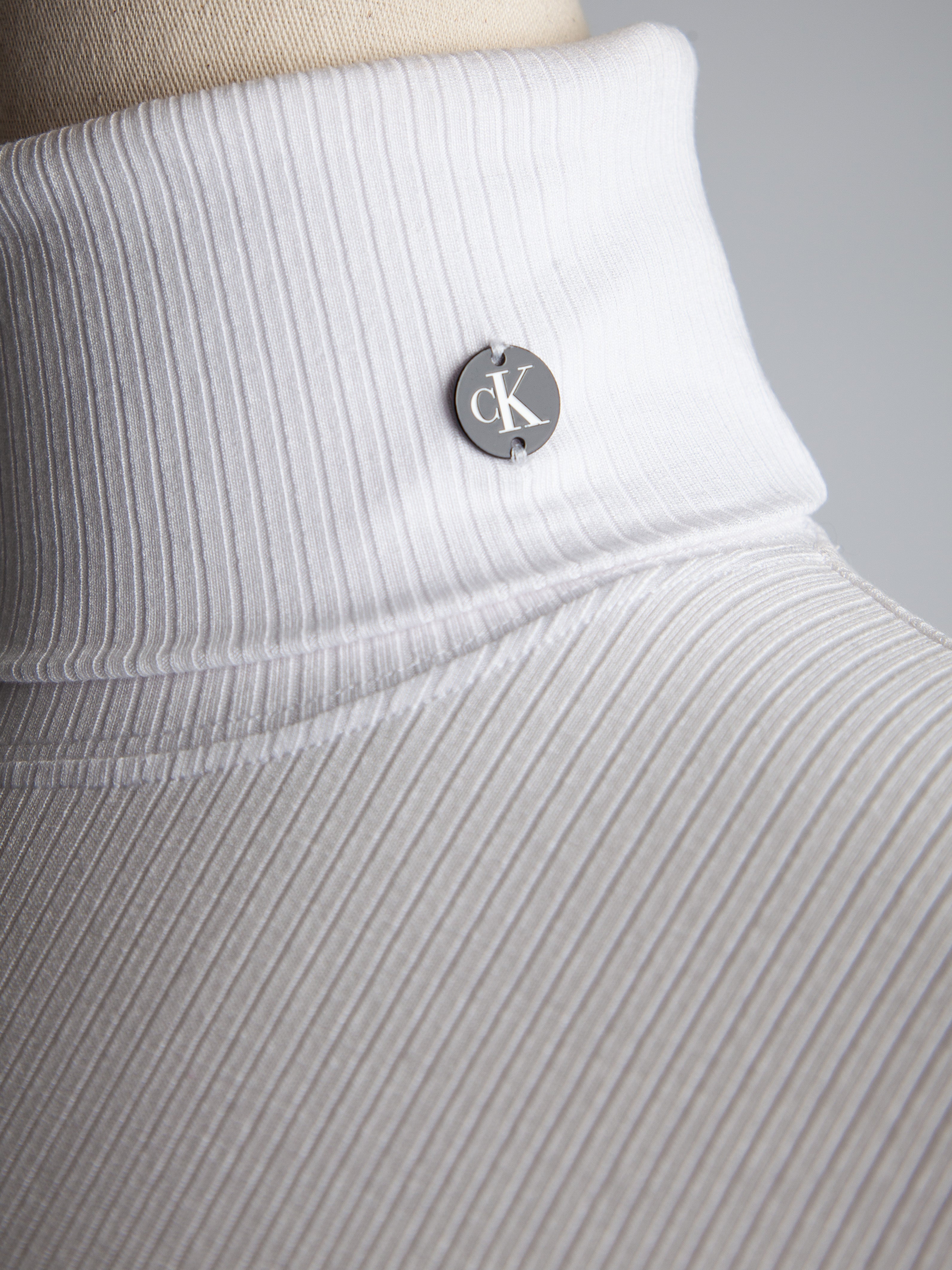 Good Calvin Klein White Ribbed Turtleneck Top Size S Women