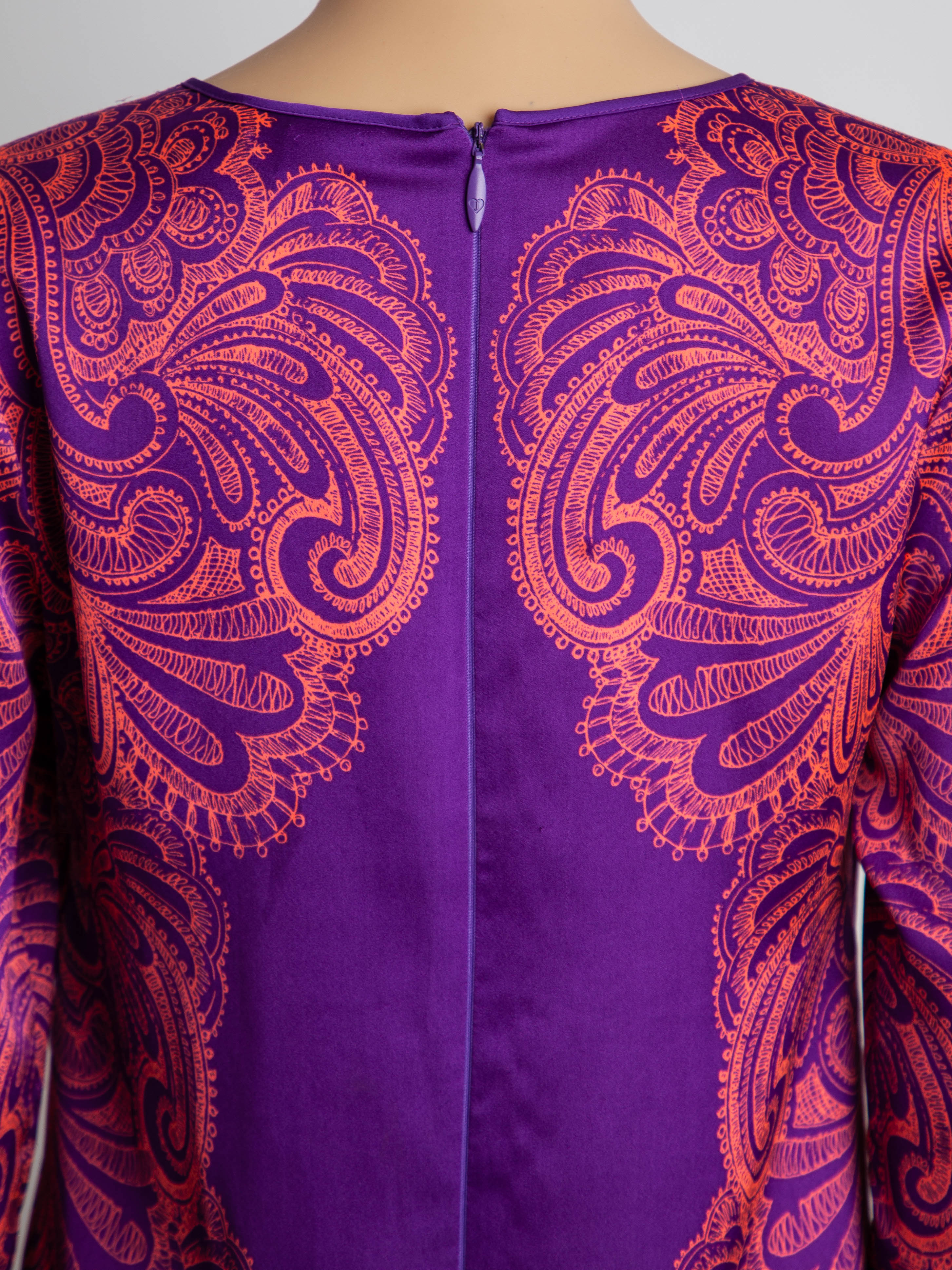 EXCELLENT Juicy Couture Purple Dress XXS Decorative Pattern