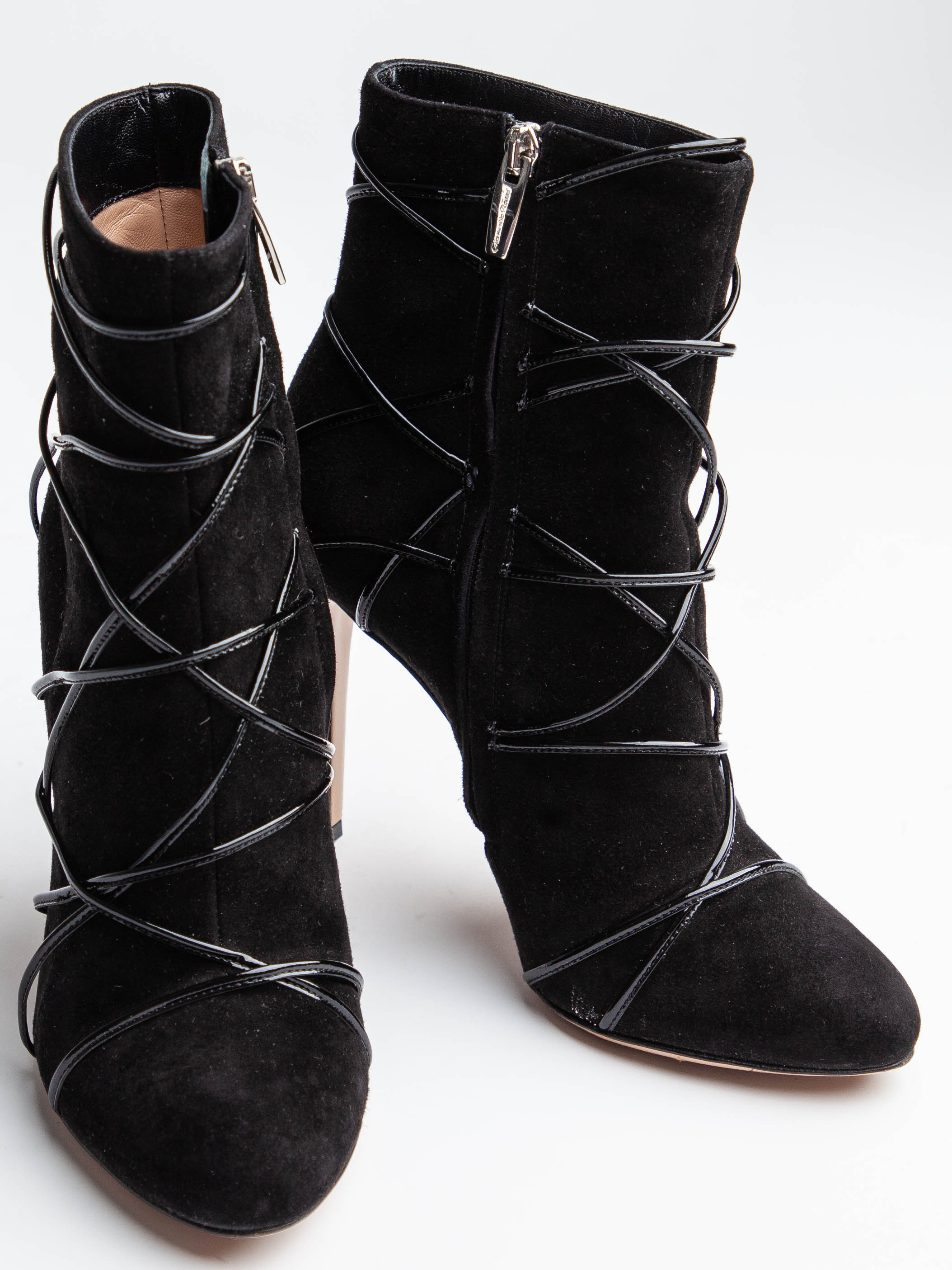 Excellent Gianvito Rossi Black Leather High-Heeled Ankle Boots Size 37