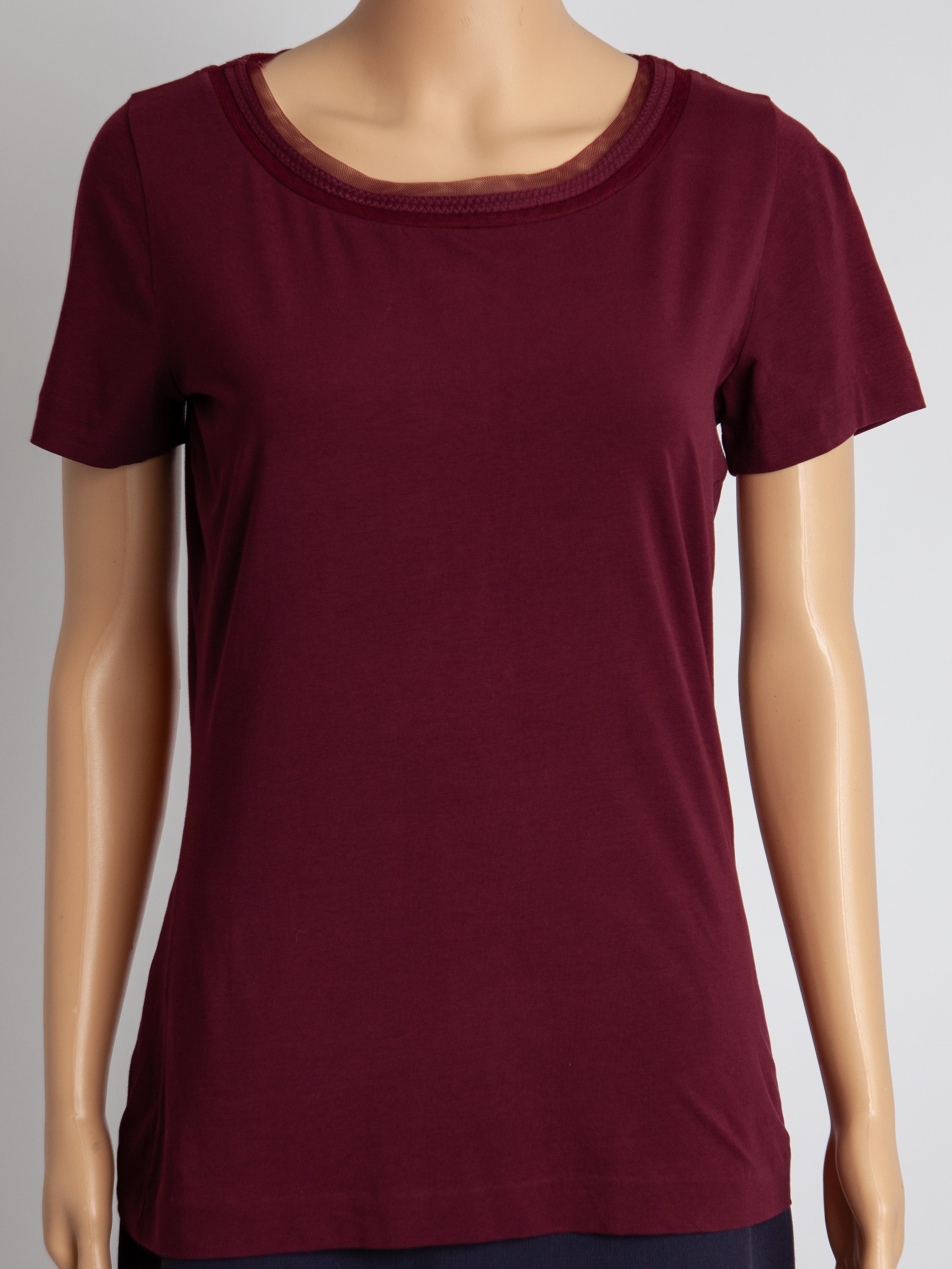 Hugo Boss Burgundy Cotton T-Shirt Short Sleeve Size M Women