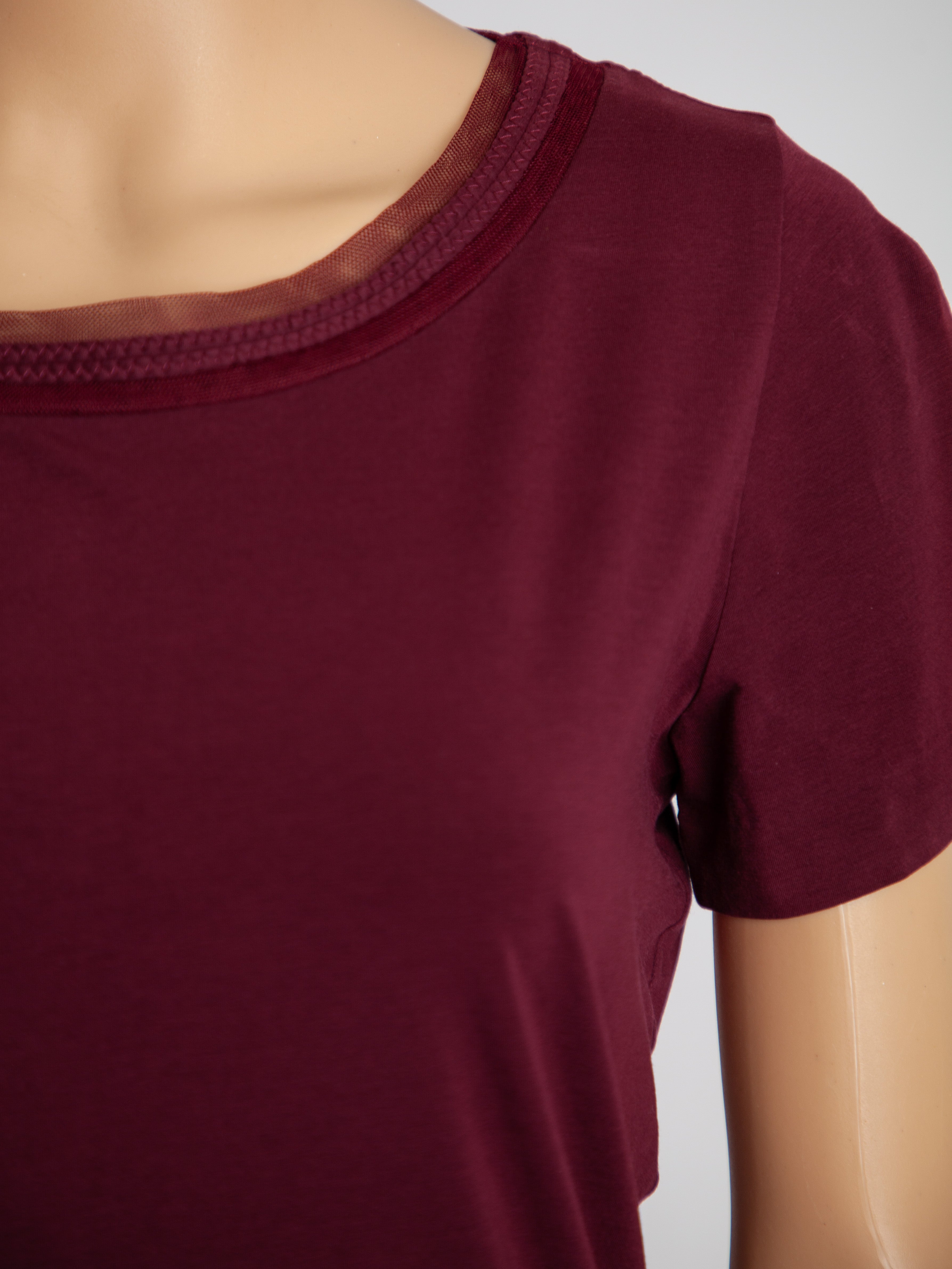 Hugo Boss Burgundy Cotton T-Shirt Short Sleeve Size M Women