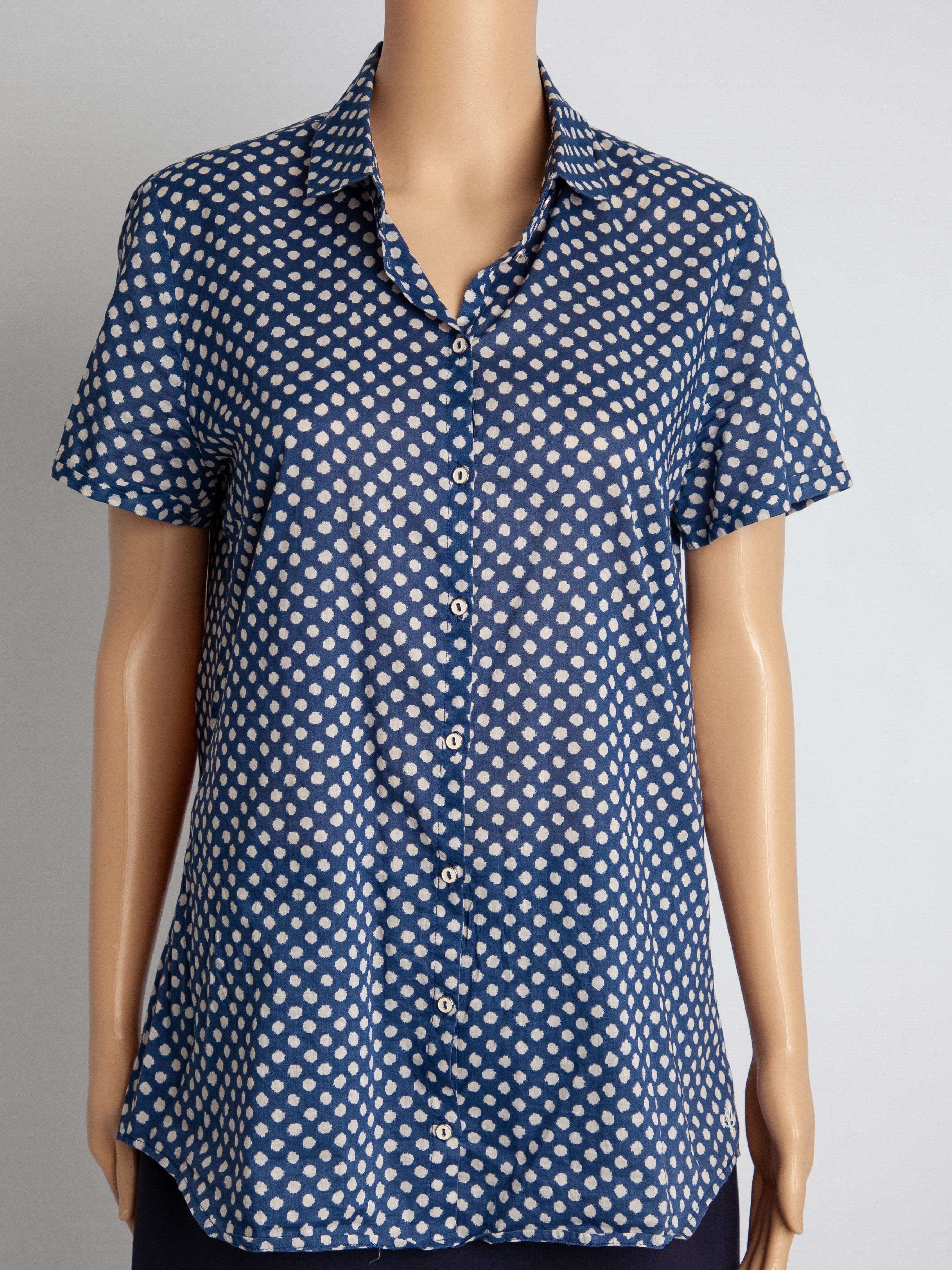 Good Polo Blue Polka Dot Short-Sleeved Button-Up Shirt Size XS