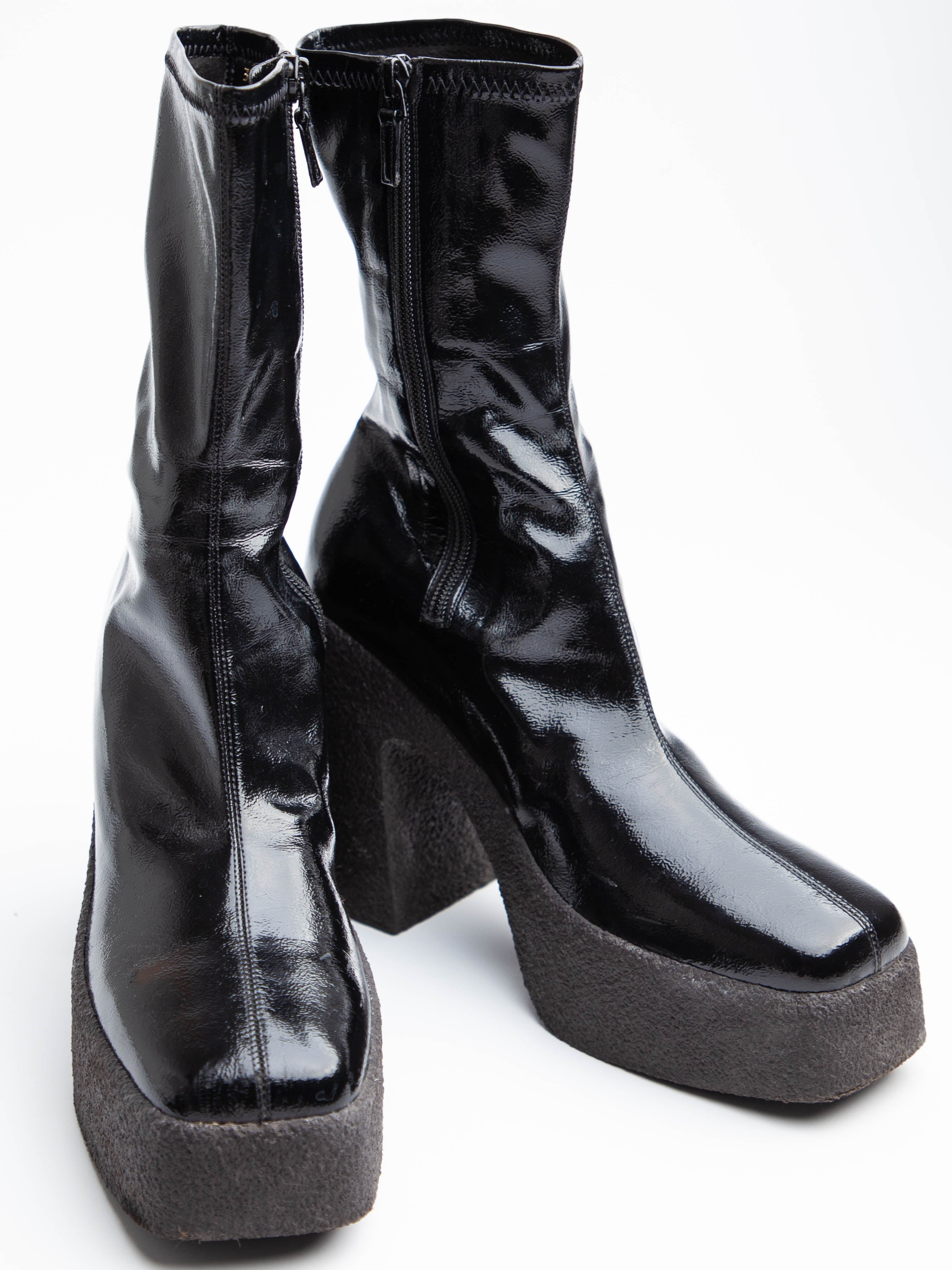 Average Condition Stella McCartney Black Leather Platform Boots