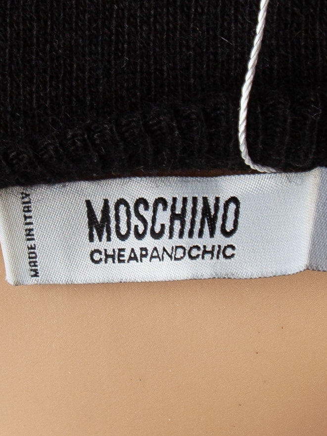 Good Moschino Black Dress M Polyester Knitted Top with Dotted Skirt