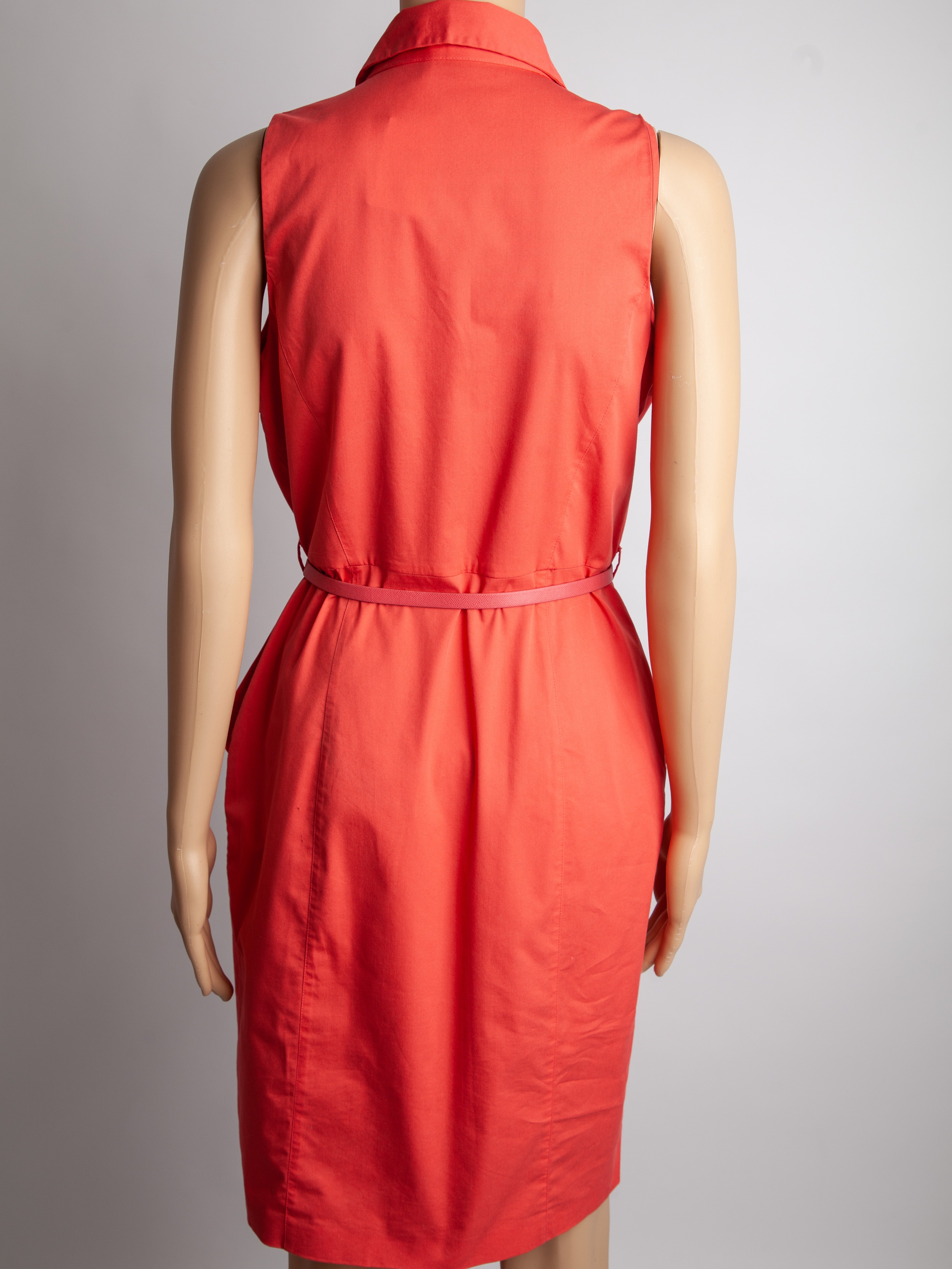 Good Elie Tahari Red Cotton Dress with Collar & Belt