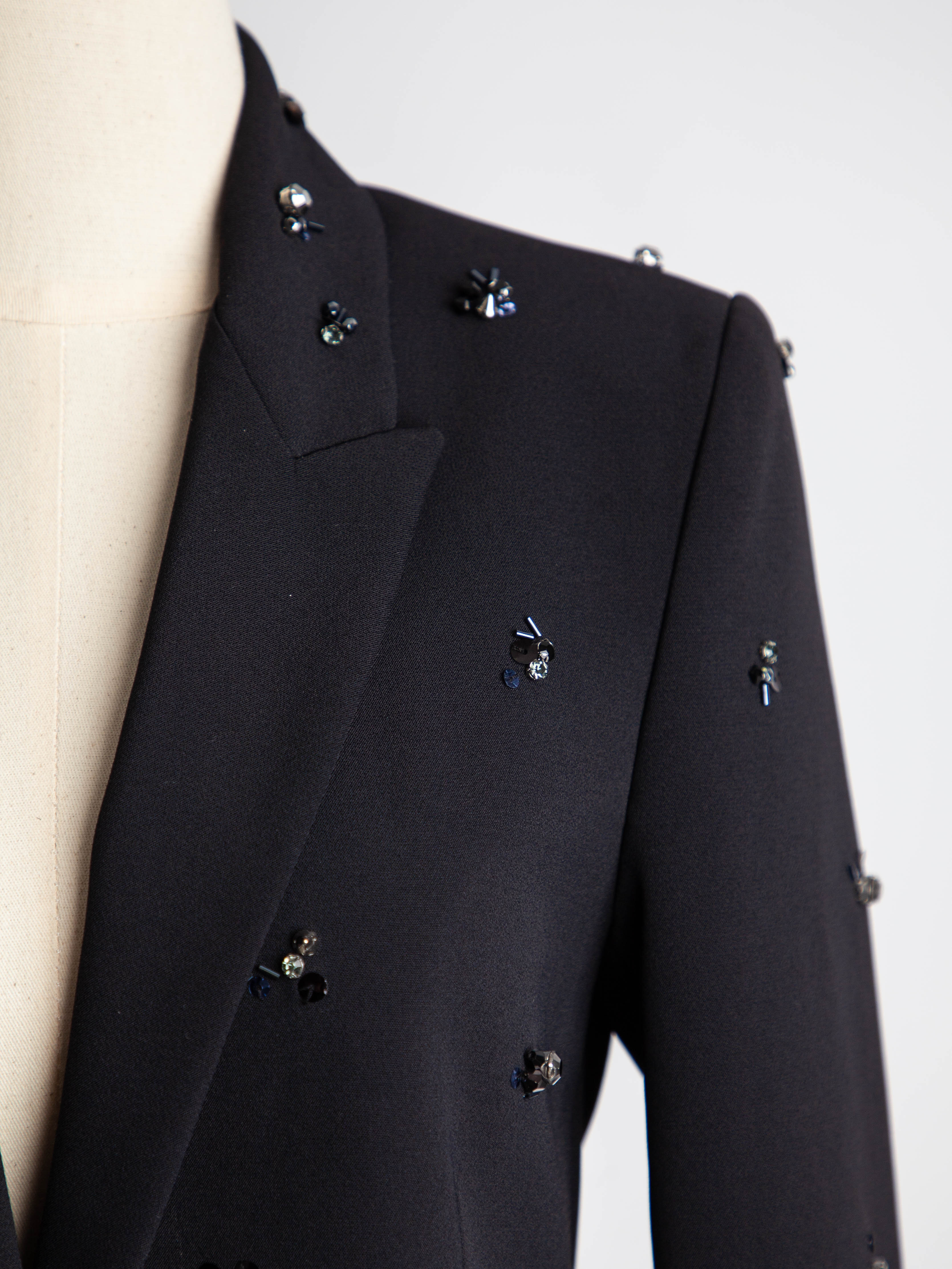 Good Condition Pinko Black Polyester Blazer with Bead Embellishments