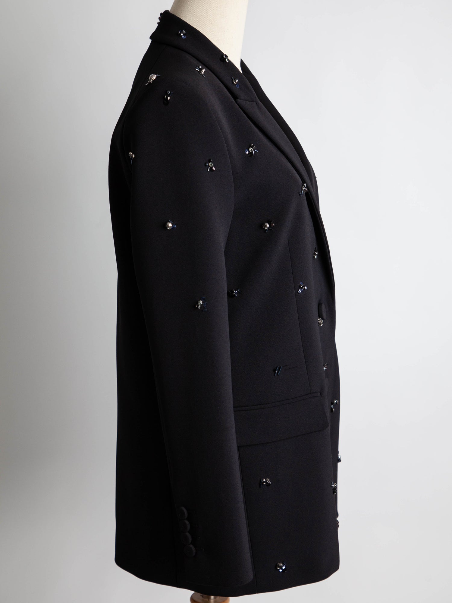 Good Condition Pinko Black Polyester Blazer with Bead Embellishments