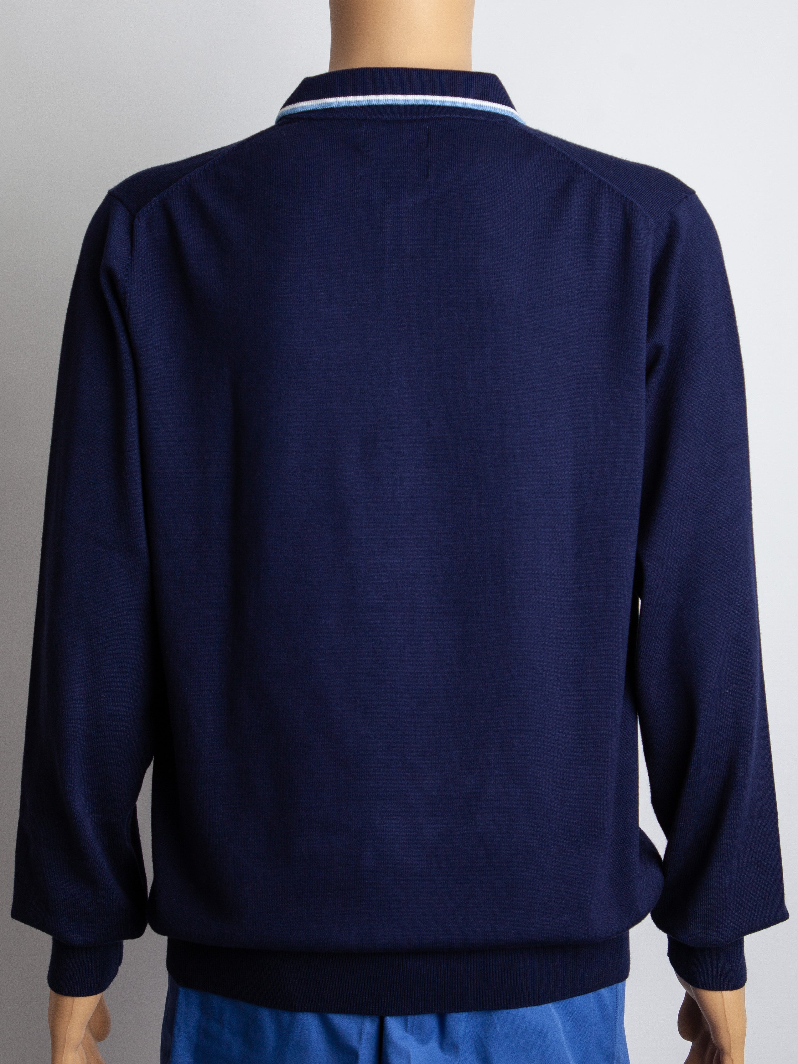 Excellent Christiano Baldinucci XL Blue Long Sleeve Polo Shirt