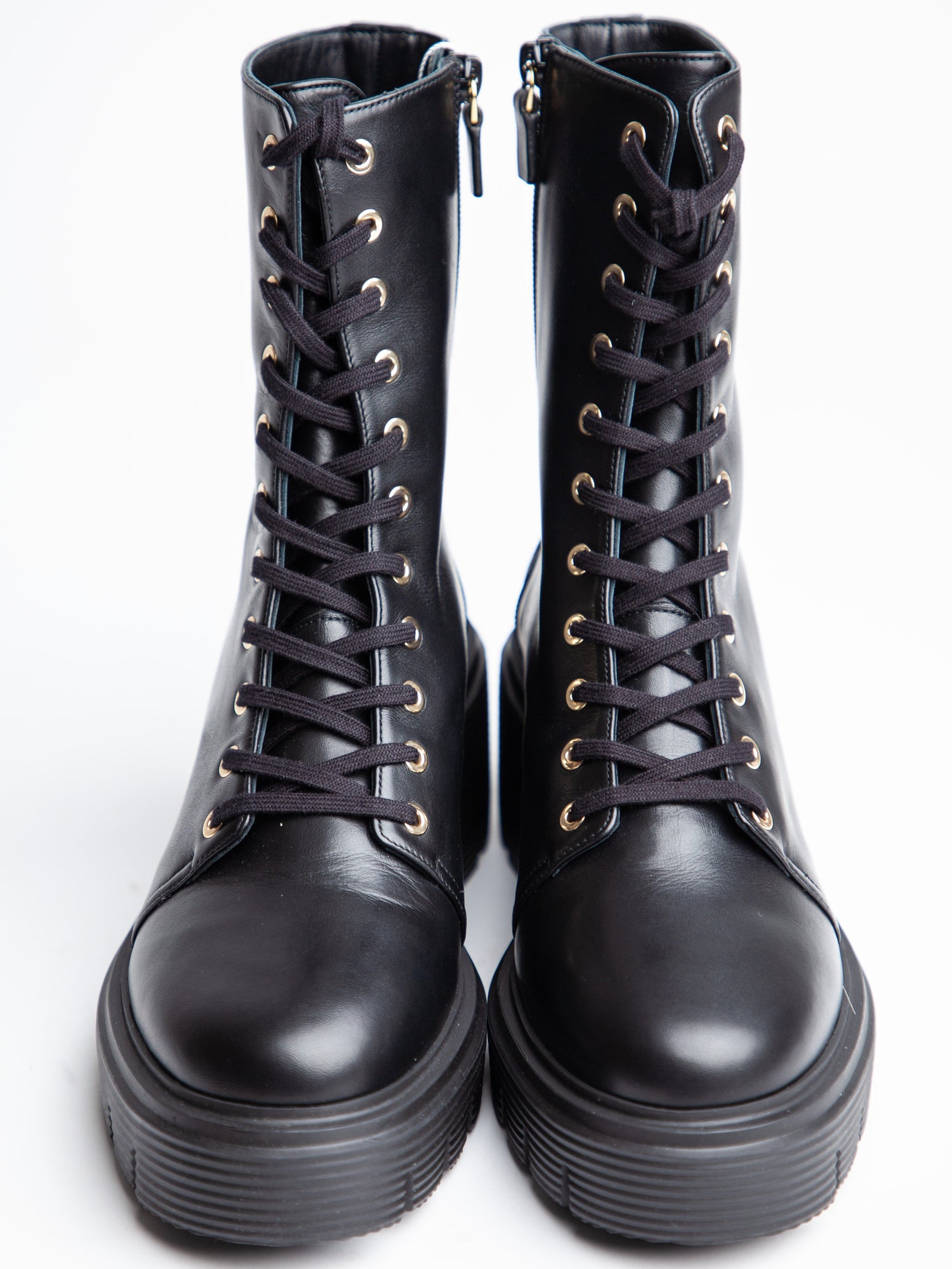 Excellent Stuart Weitzman Black Leather Combat Boots Size 40