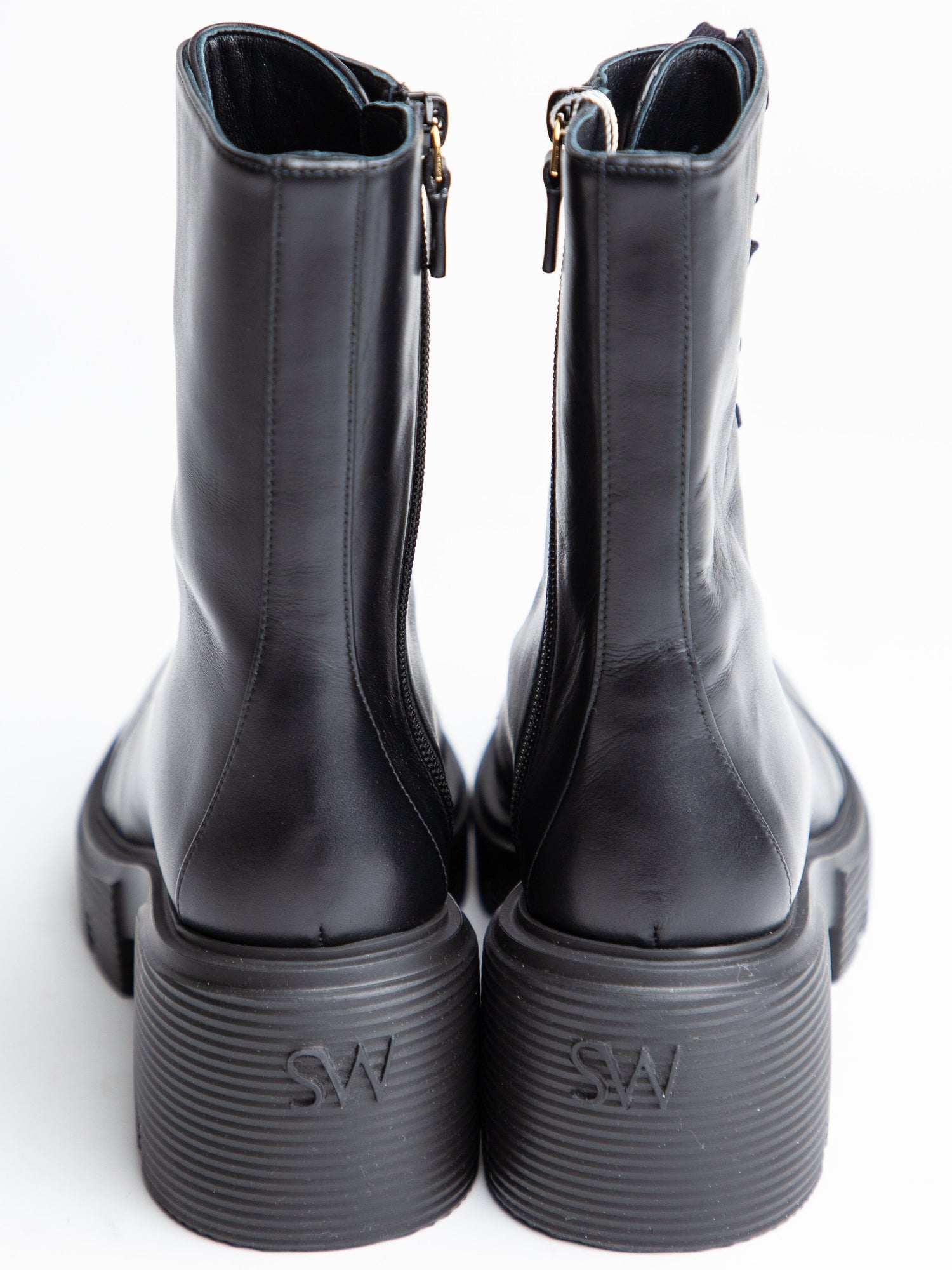 Excellent Stuart Weitzman Black Leather Combat Boots Size 40