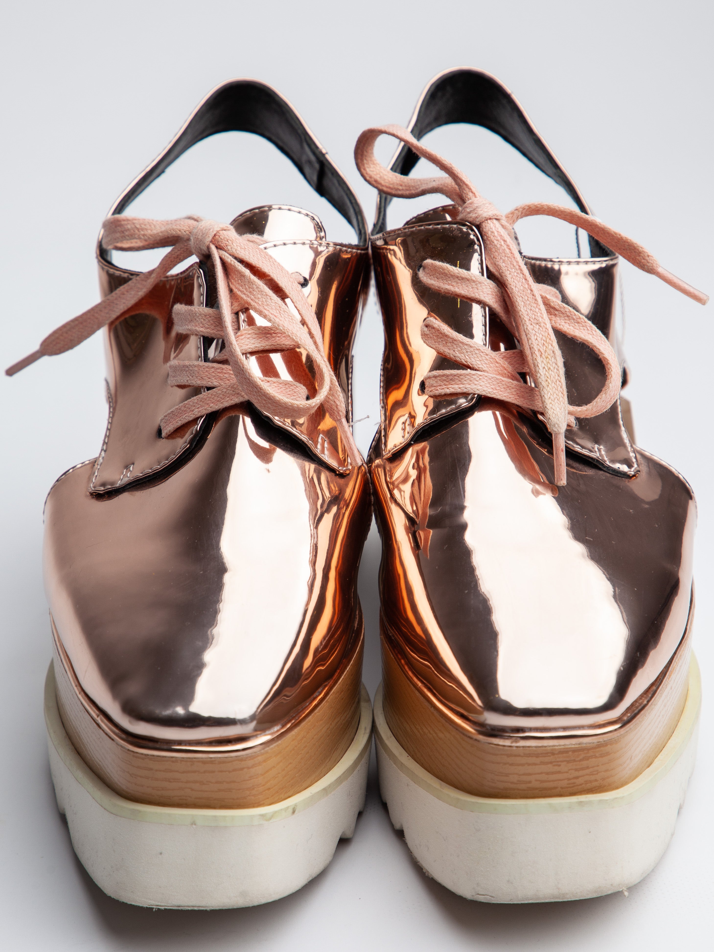 Good Stella McCartney Orange Lacquer Platform Shoes Size 40