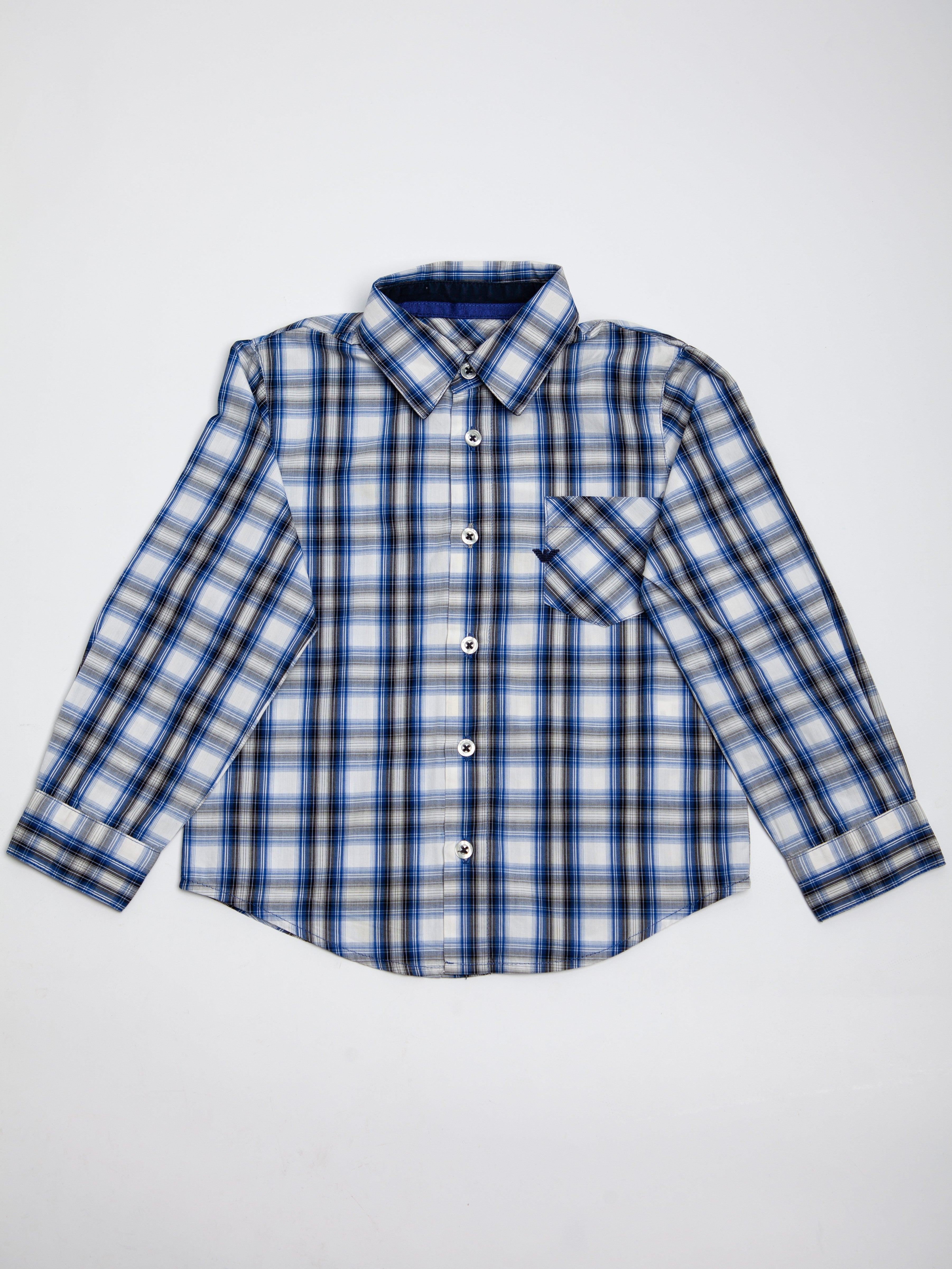 Average Armani Exchange Blue Cotton Plaid Shirt for Kids Size 2
