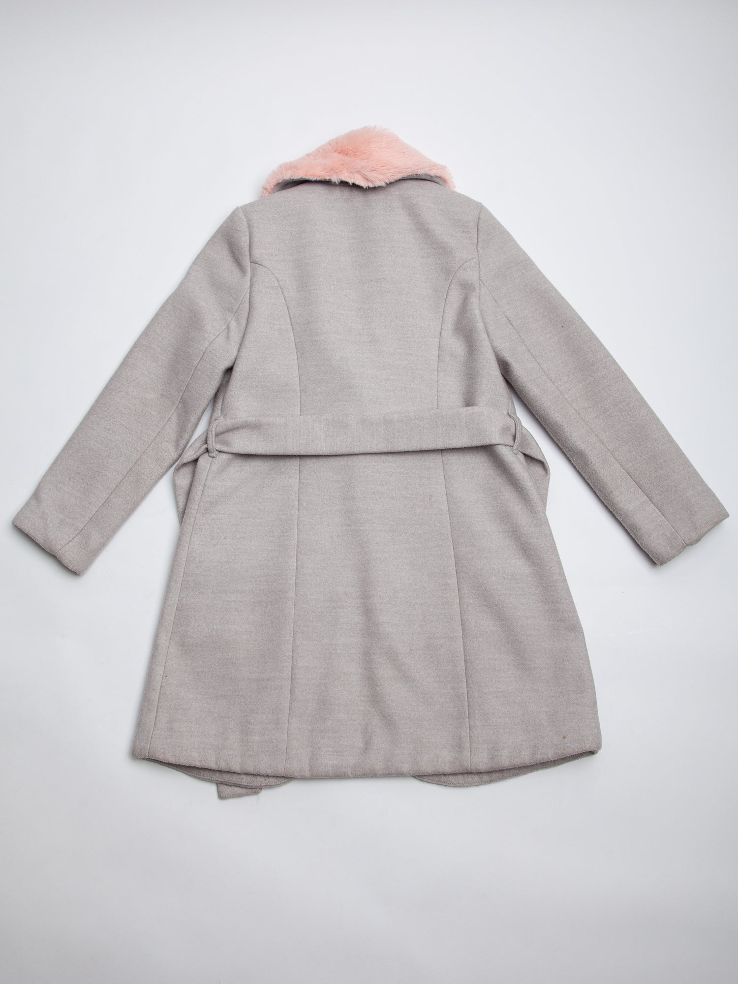 Good Janie and Jack Gray Coat with Pink Faux Fur Collar Size 5,5
