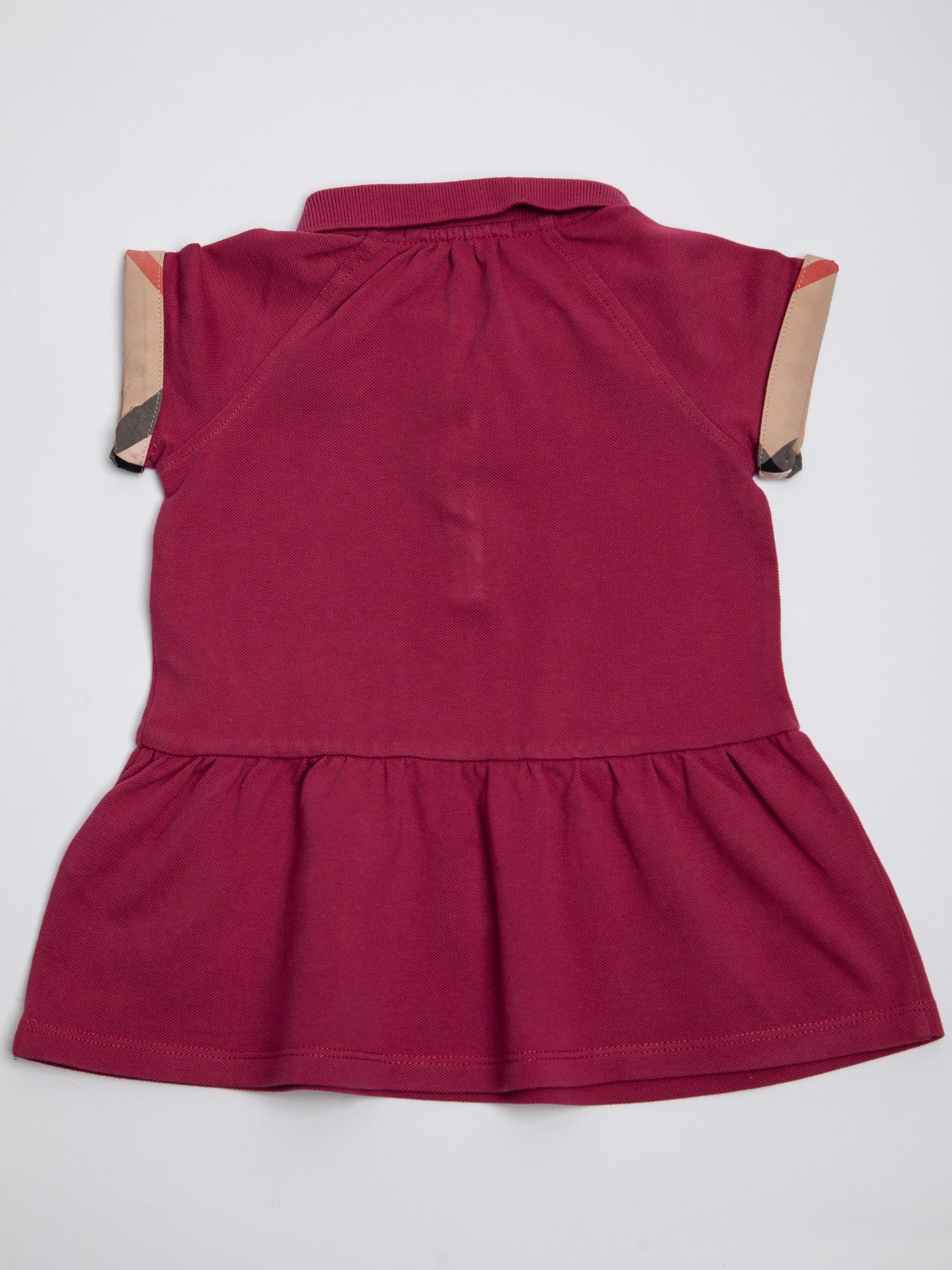 Good Burberry Pink Cotton Dress Size 2 For Kids with Plaid Cuffs