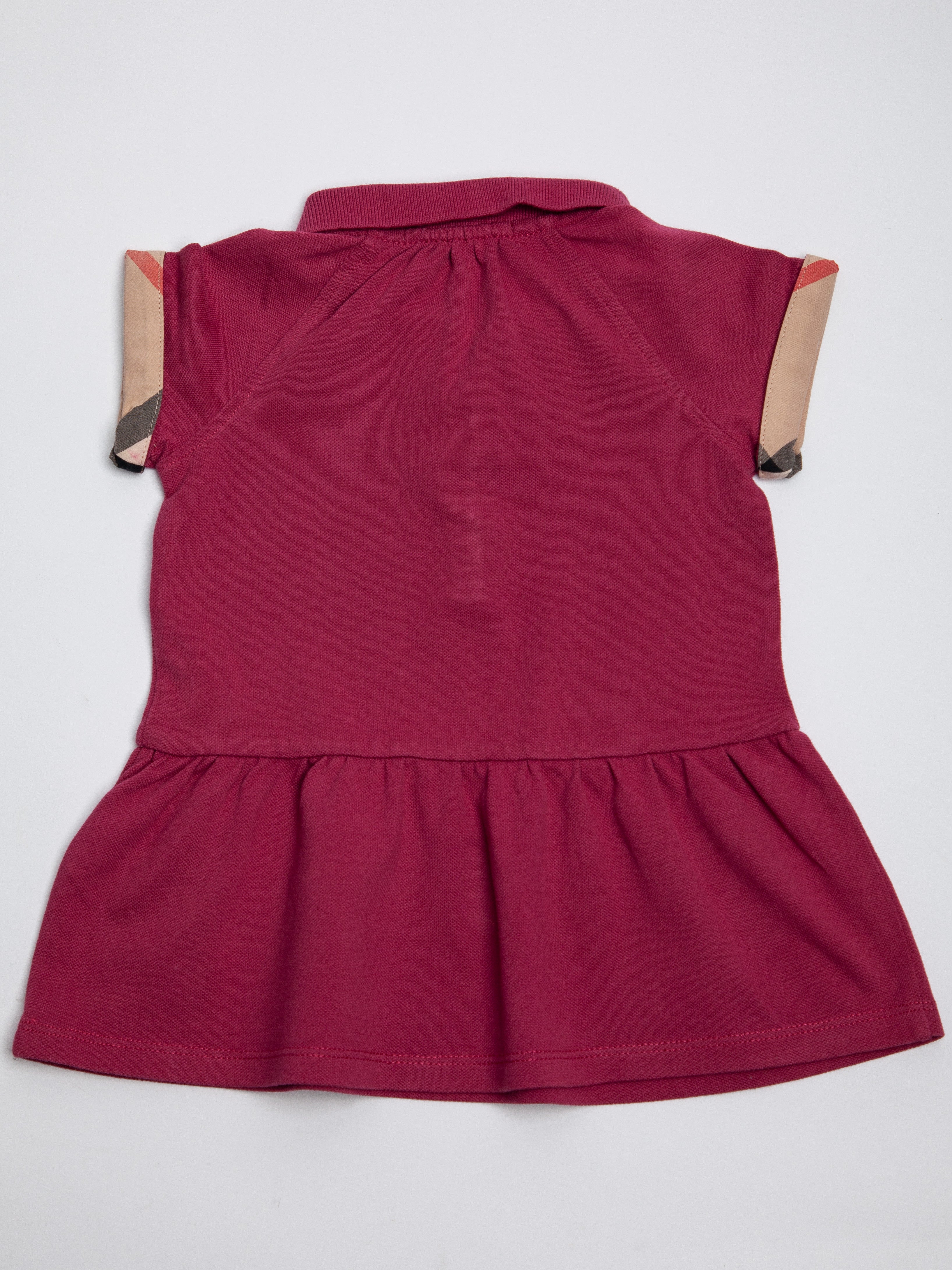 Good Burberry Pink Cotton Dress Size 2 For Kids with Plaid Cuffs