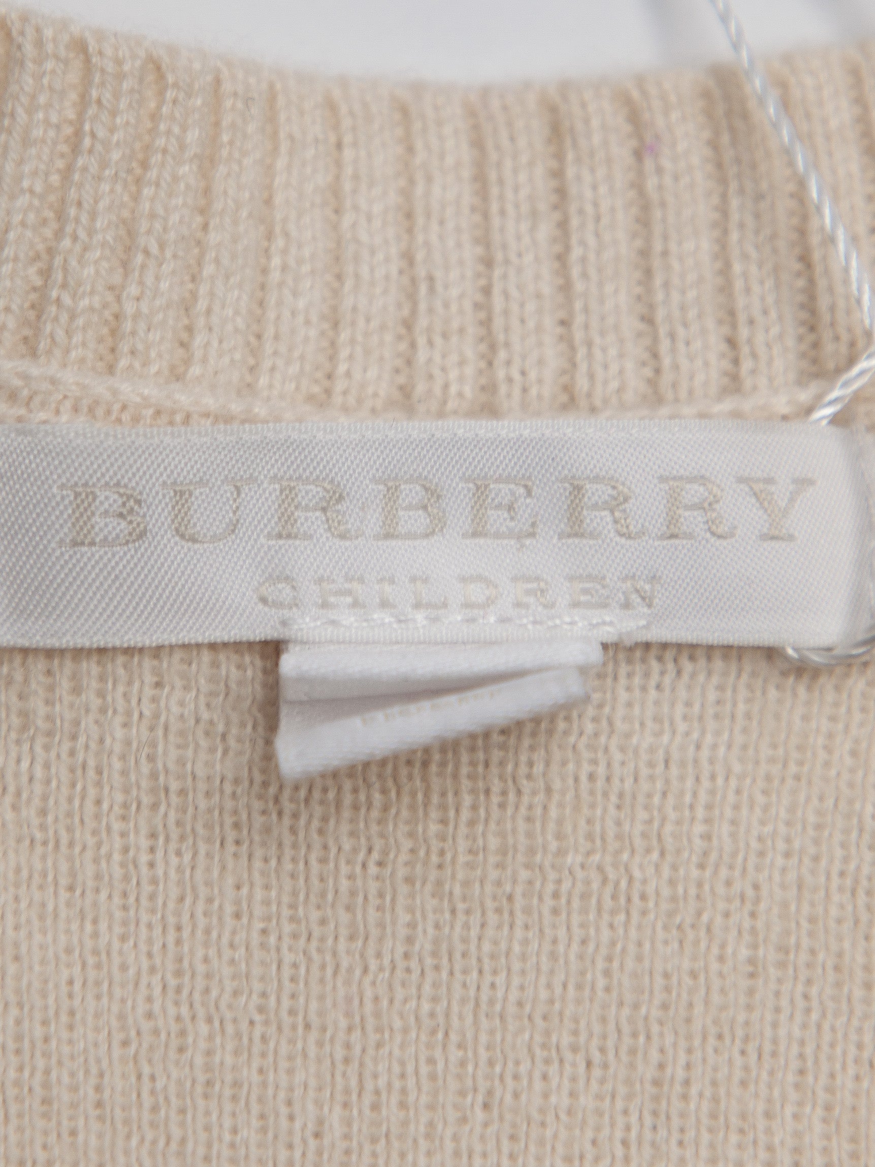 Burberry White Cotton Sweater for Kids with Yellow Stripes