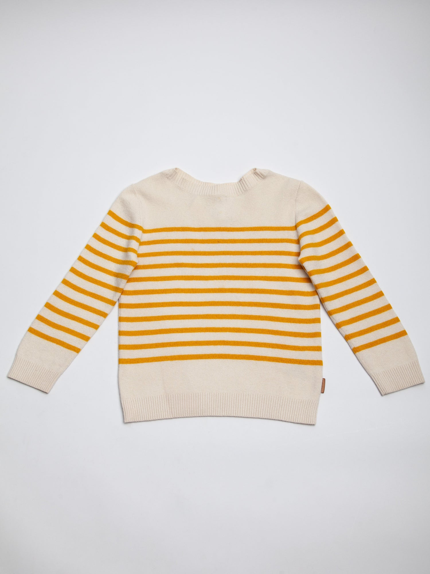 Burberry White Cotton Sweater for Kids with Yellow Stripes