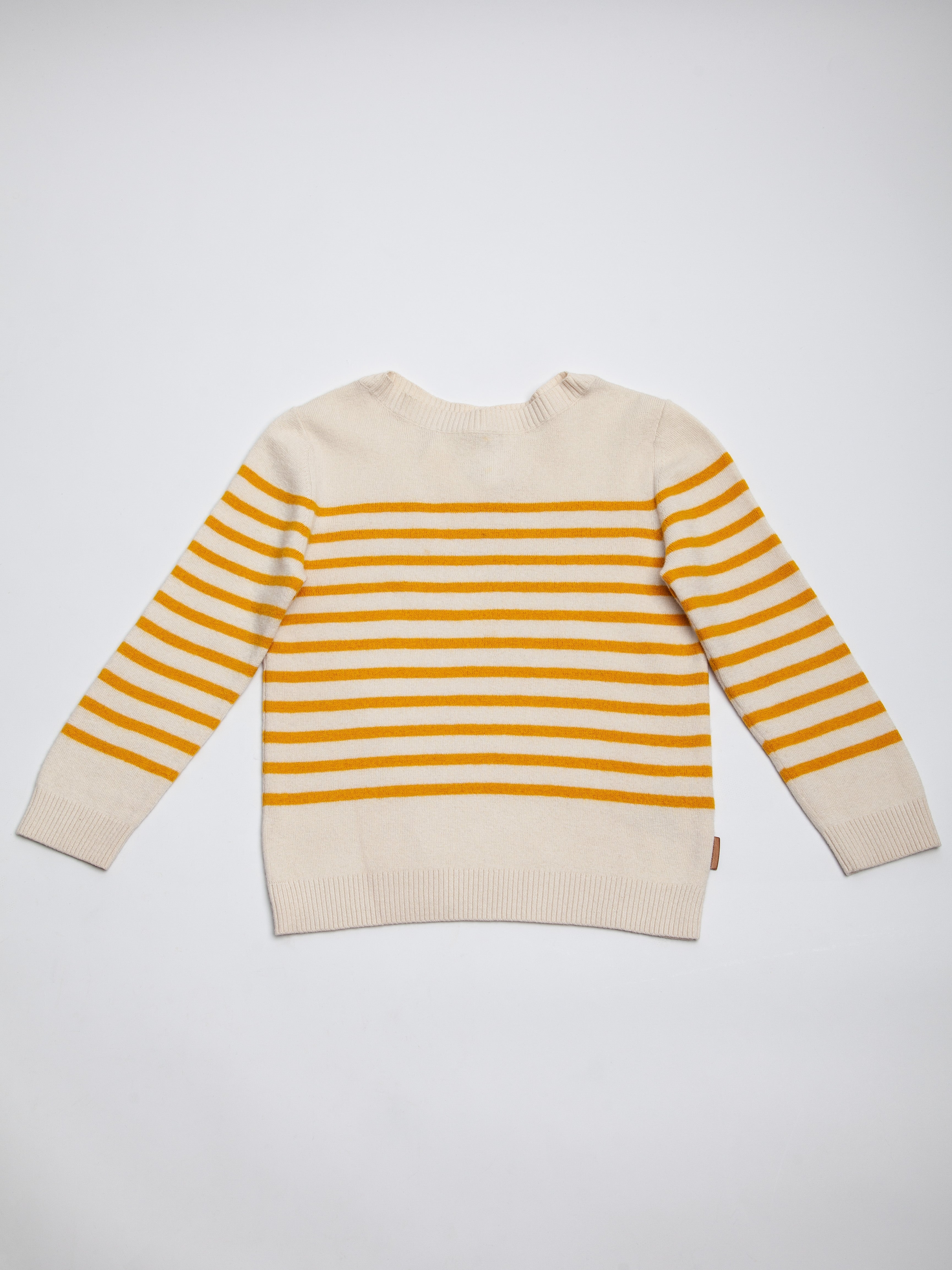 Burberry White Cotton Sweater for Kids with Yellow Stripes
