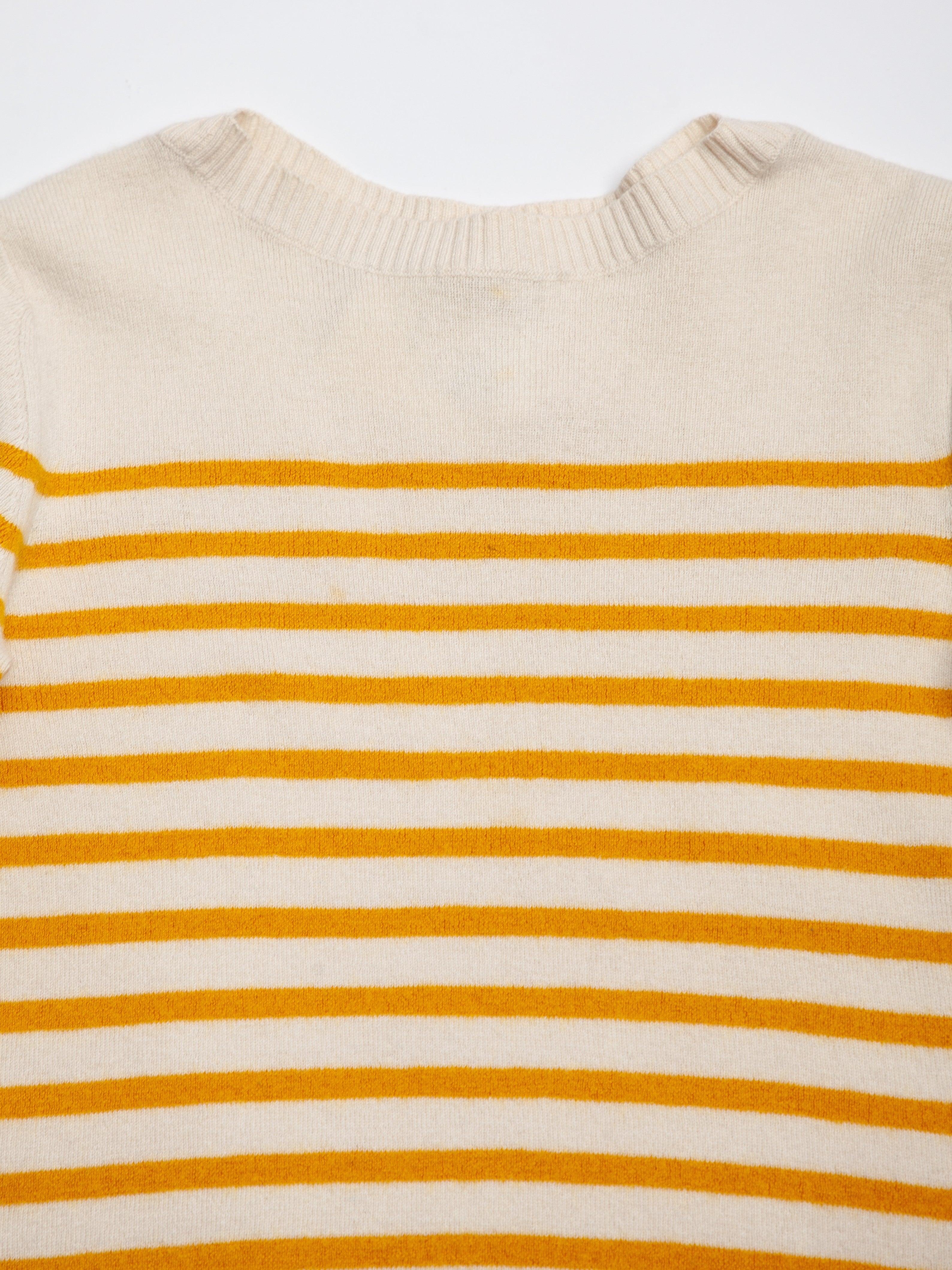 Burberry White Cotton Sweater for Kids with Yellow Stripes