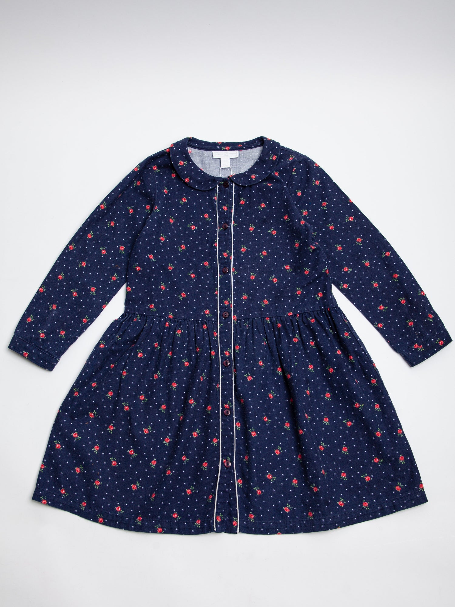 Good The White Company Blue Cotton Dress Size 5 Floral Pattern