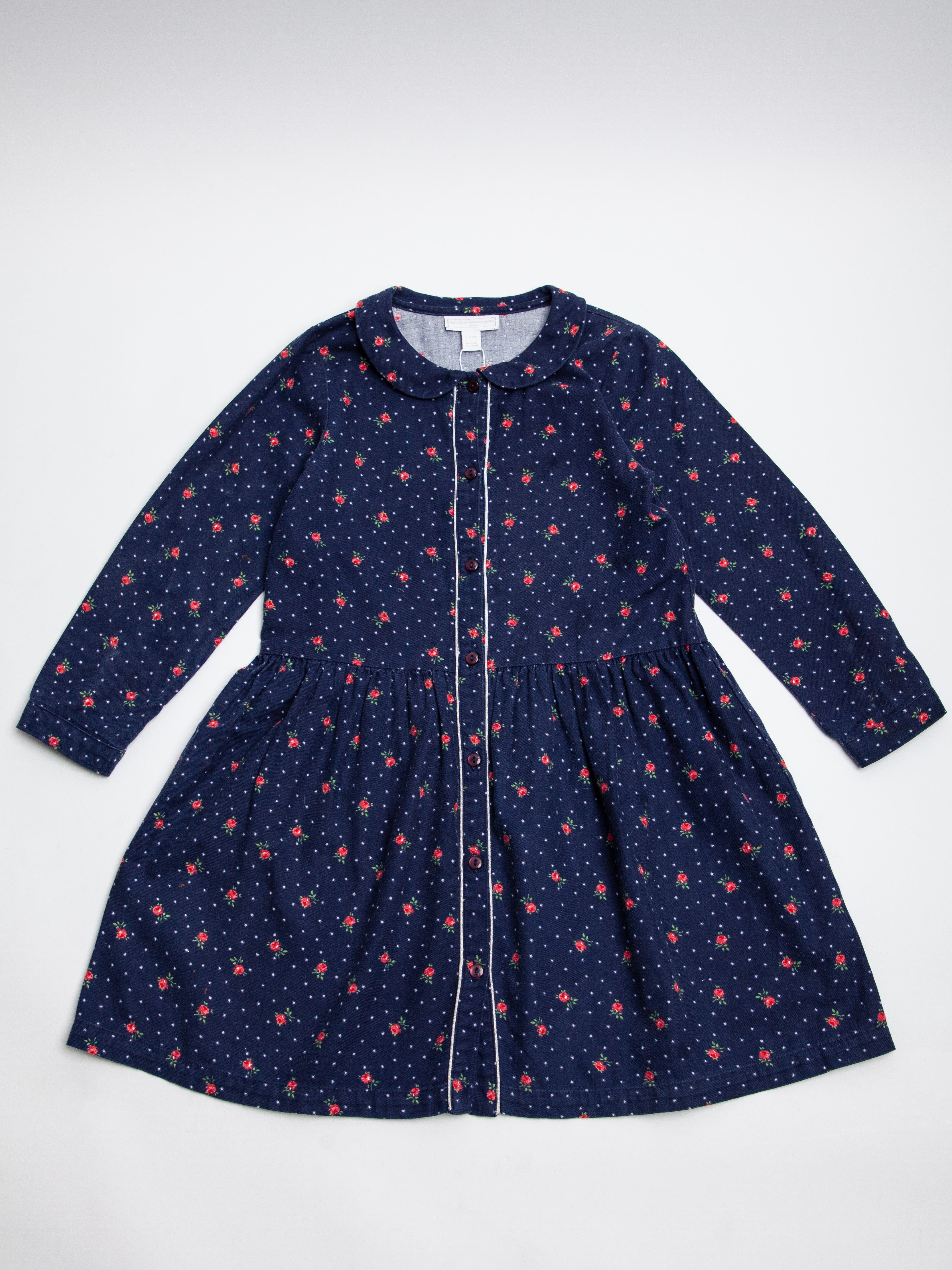 Good The White Company Blue Cotton Dress Size 5 Floral Pattern