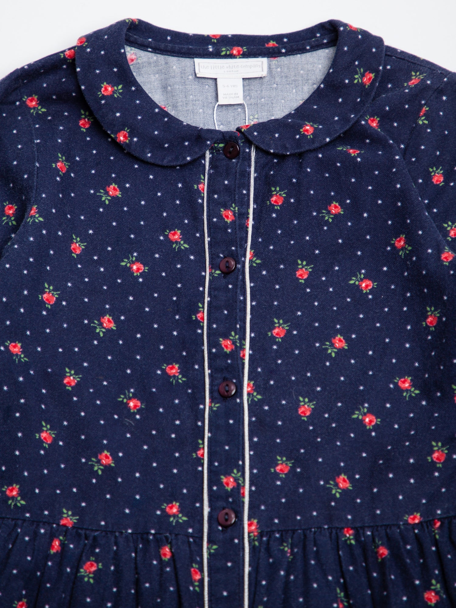 Good The White Company Blue Cotton Dress Size 5 Floral Pattern