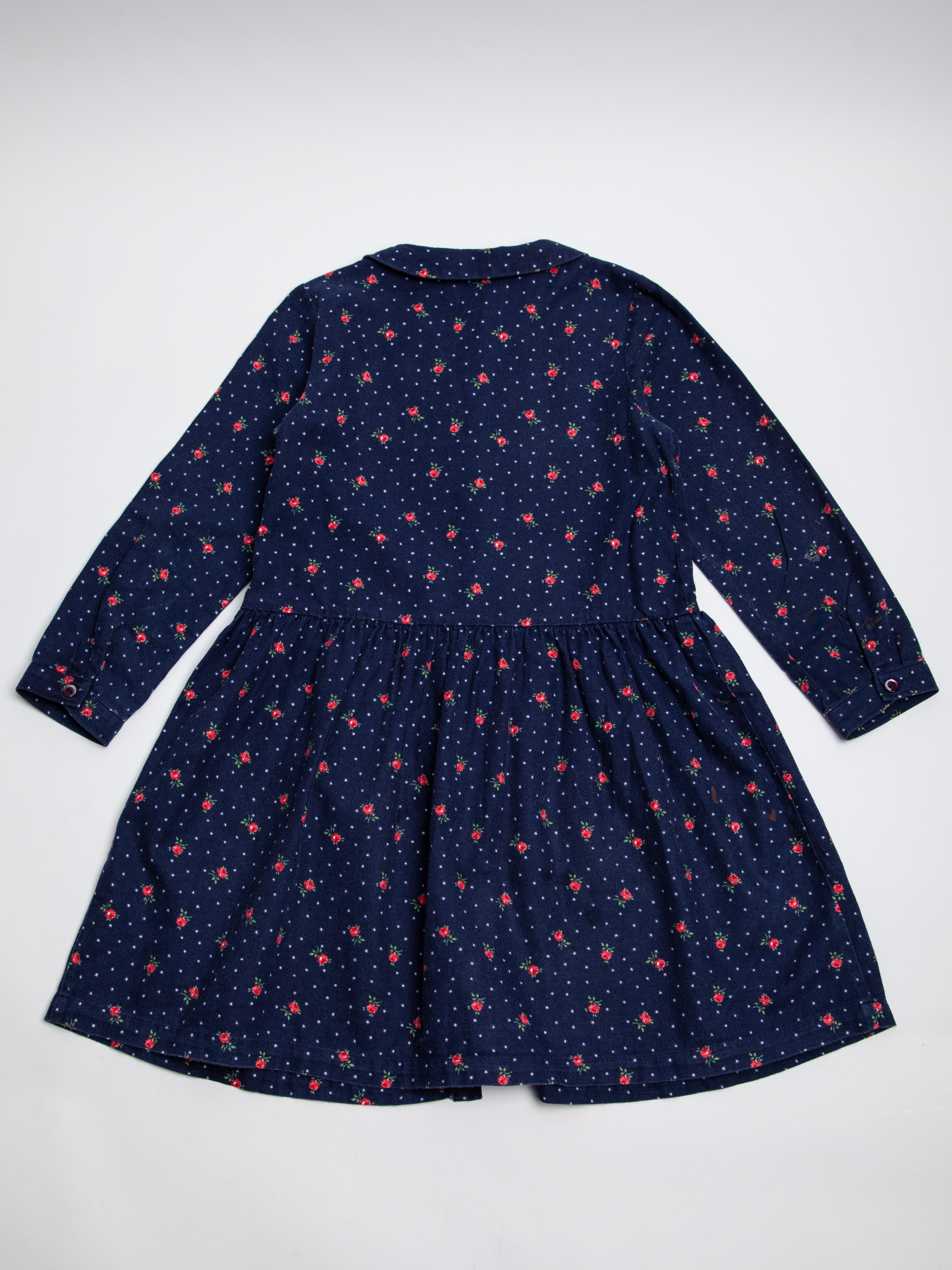 Good The White Company Blue Cotton Dress Size 5 Floral Pattern