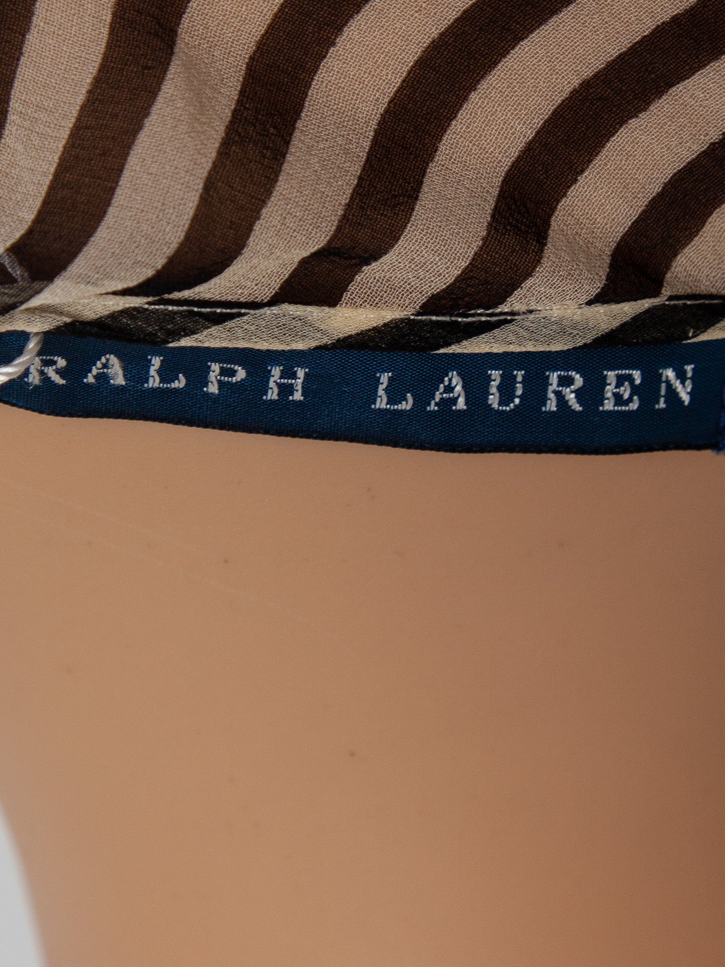 Excellent Ralph Lauren Striped Silk Dress M V-Neck Sleeveless