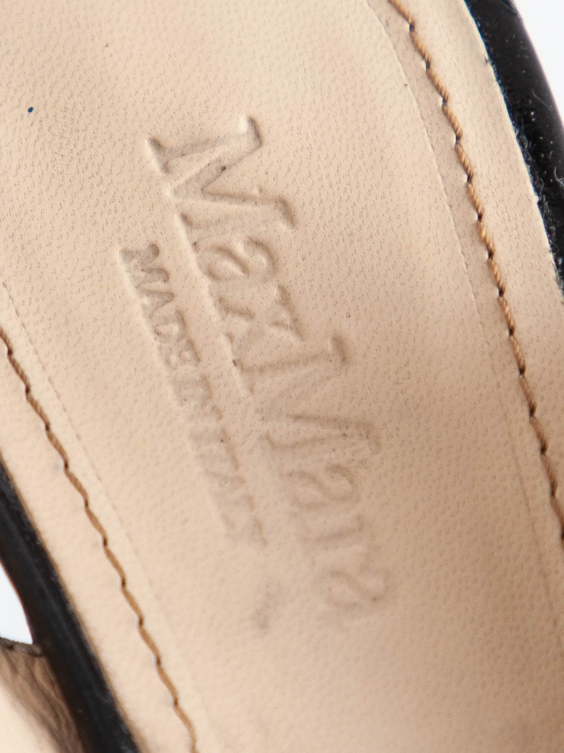 Good Max Mara Black Lacquer Slingback High-Heeled Shoes Size 37.5